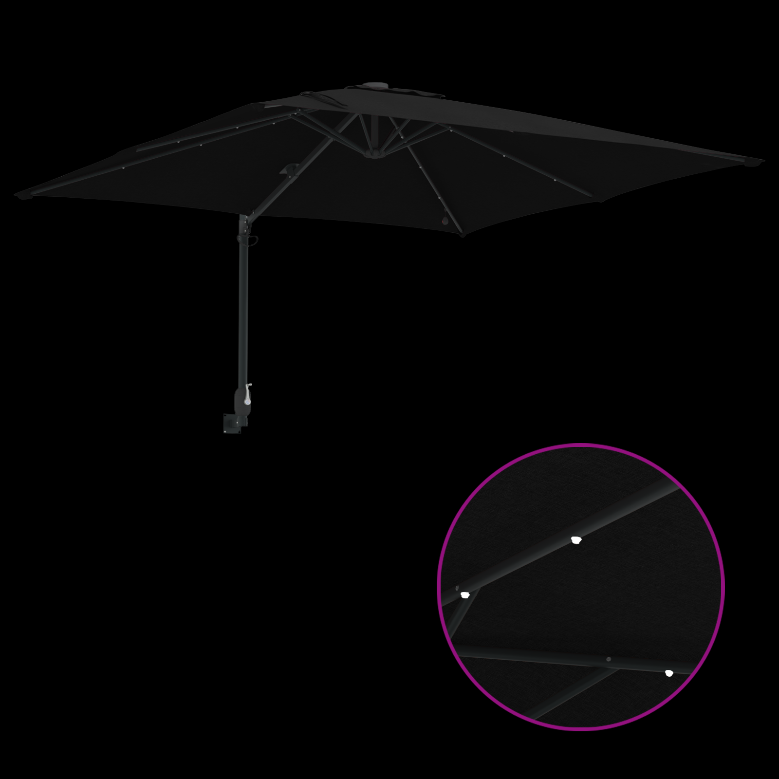 Hageparasol Svart 248.5 x 247.5 x 160 cm stoff