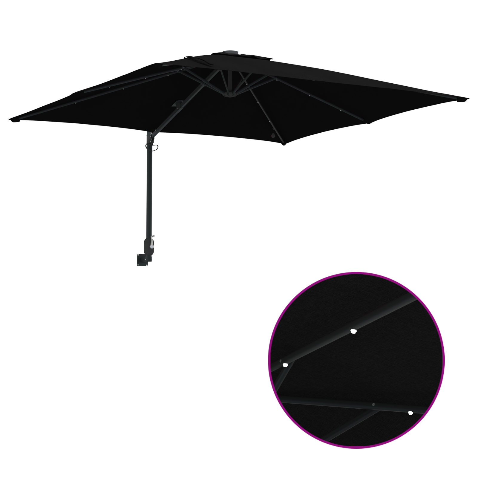Hageparasol Svart 248.5 x 247.5 x 160 cm stoff