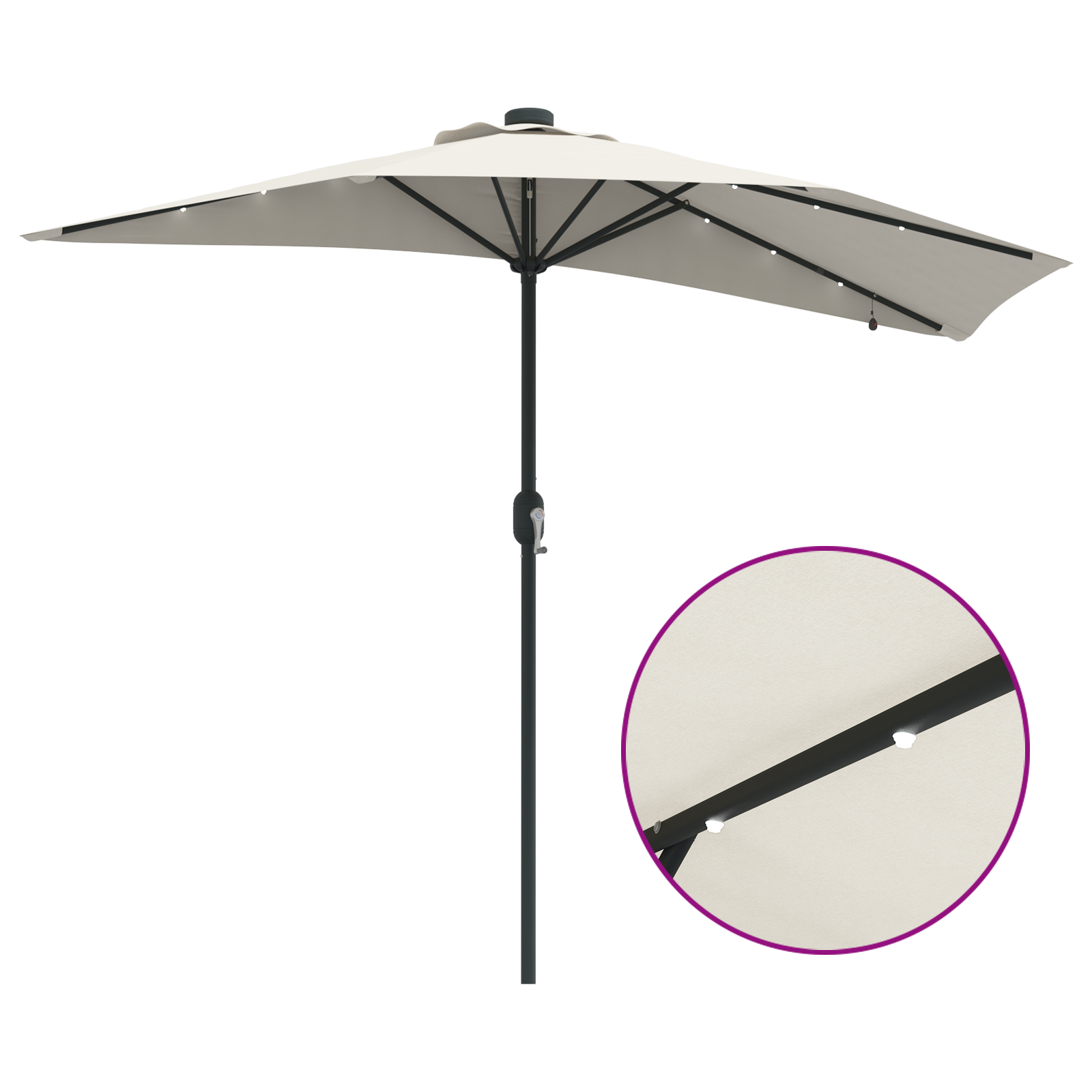 Hageparasol sand 294 x 150 x 223 cm stoff
