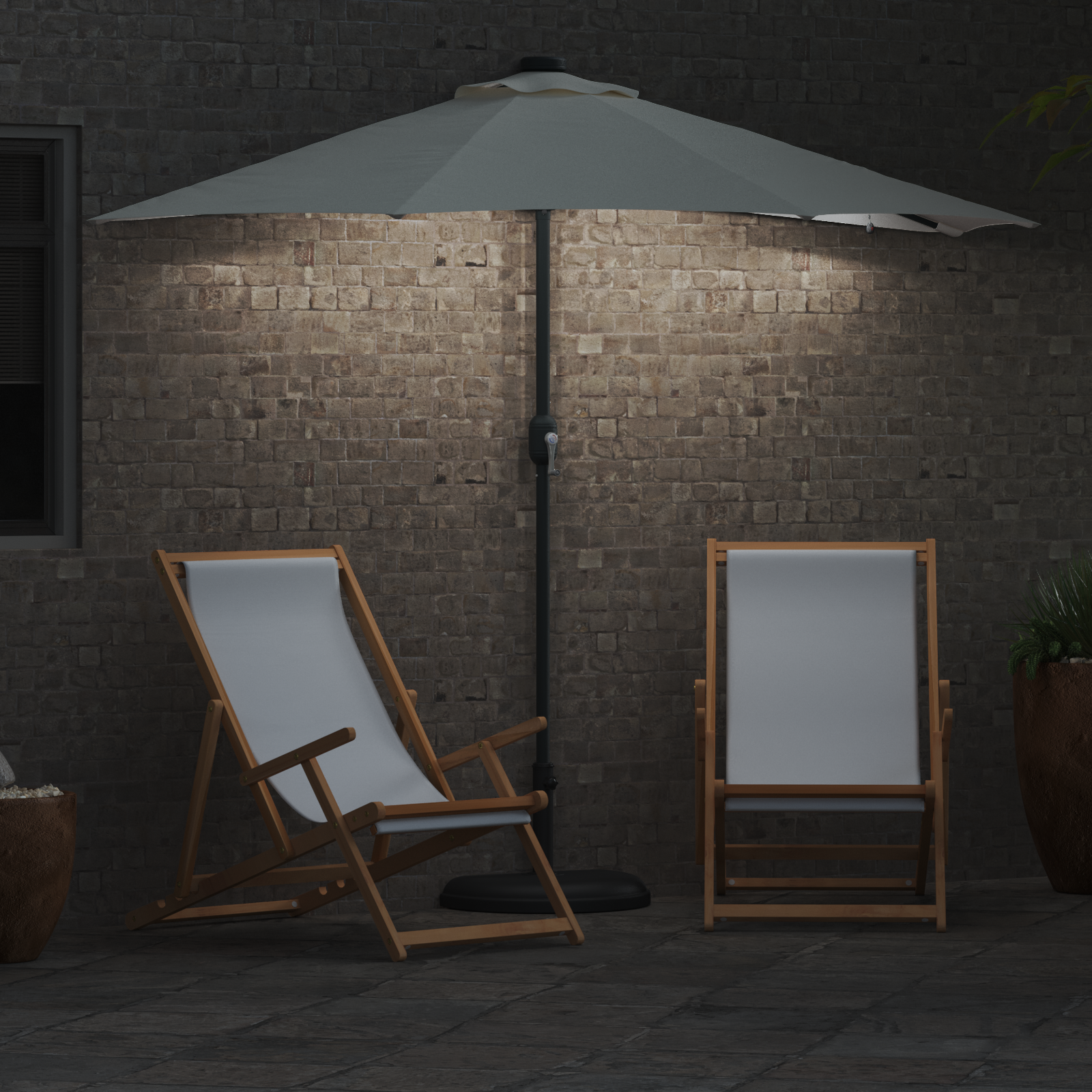 Hageparasol sand 294 x 150 x 223 cm stoff