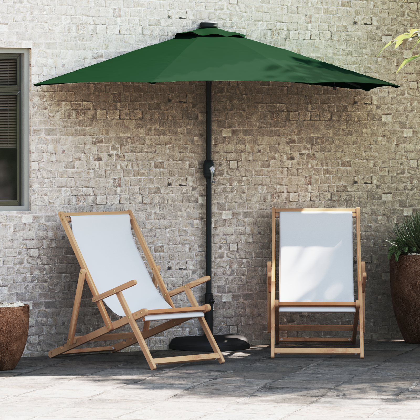 Hageparasol grønn 294 x 150 x 223 cm stoff