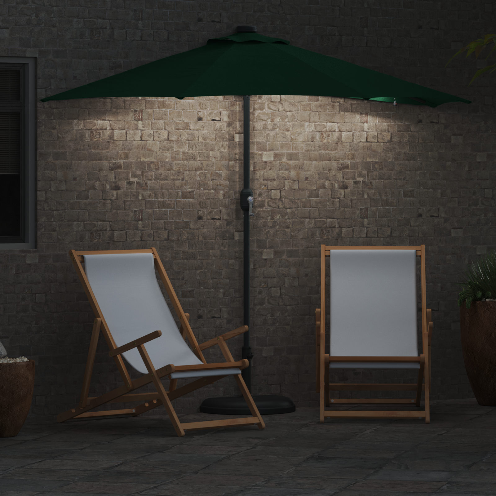 Hageparasol grønn 294 x 150 x 223 cm stoff