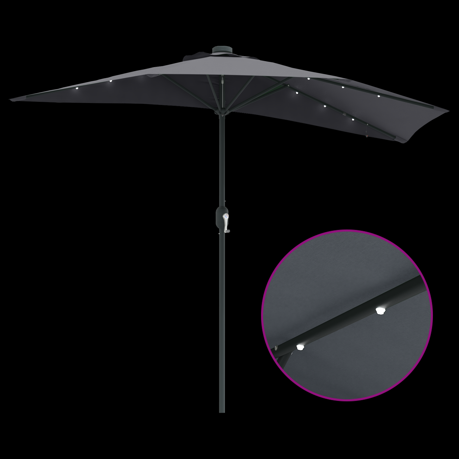 Hageparasol Antrasitt 294 x 150 x 223 cm stoff
