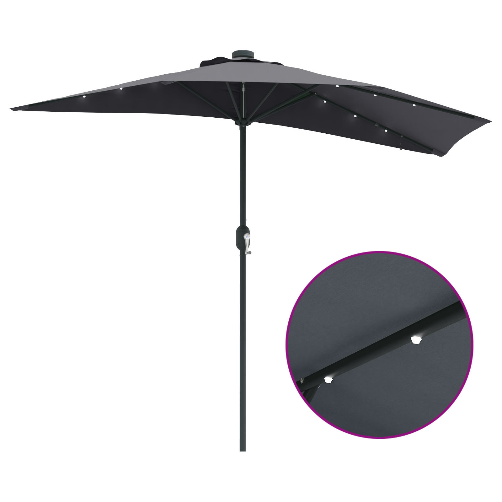 Hageparasol Antrasitt 294 x 150 x 223 cm stoff