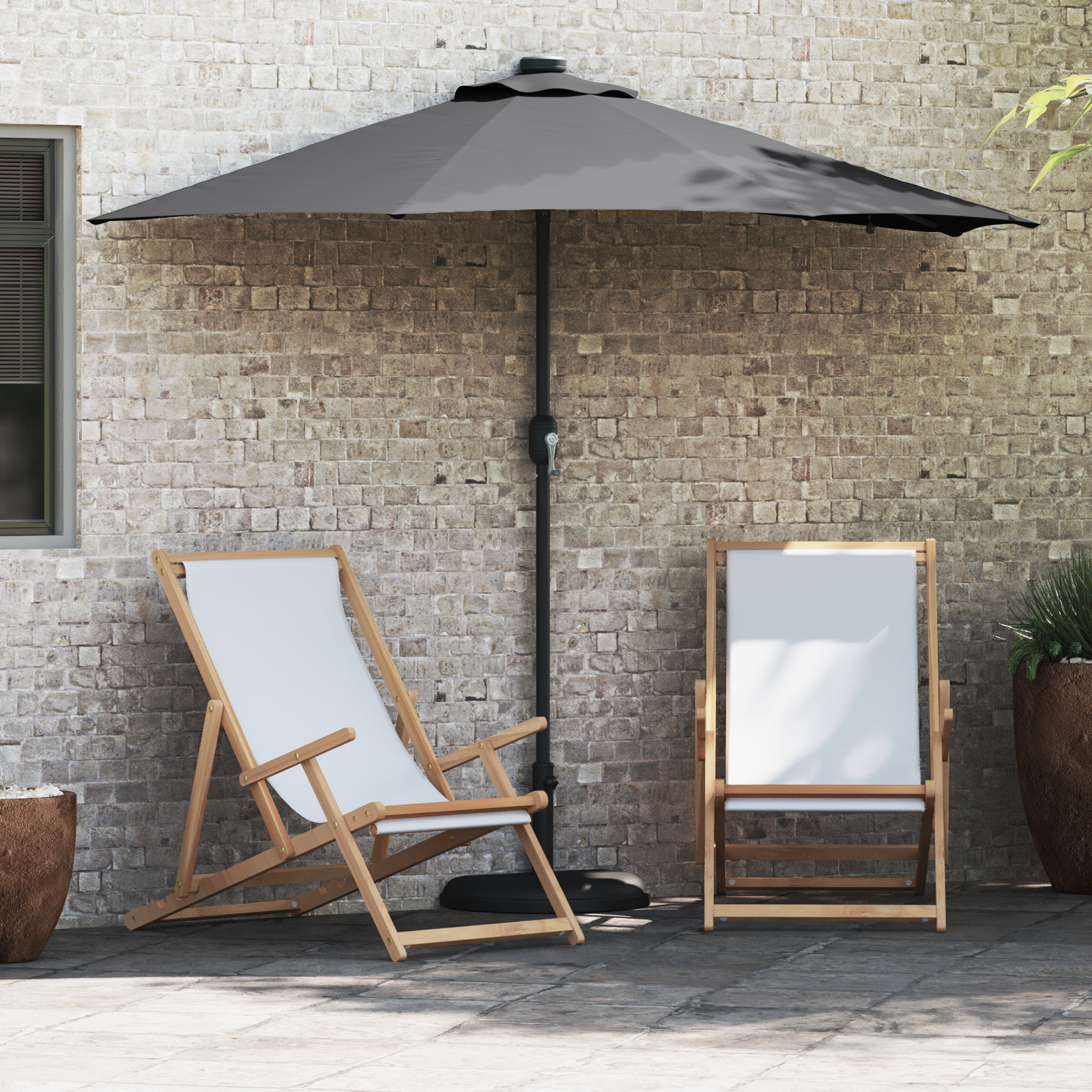 Hageparasol Antrasitt 294 x 150 x 223 cm stoff