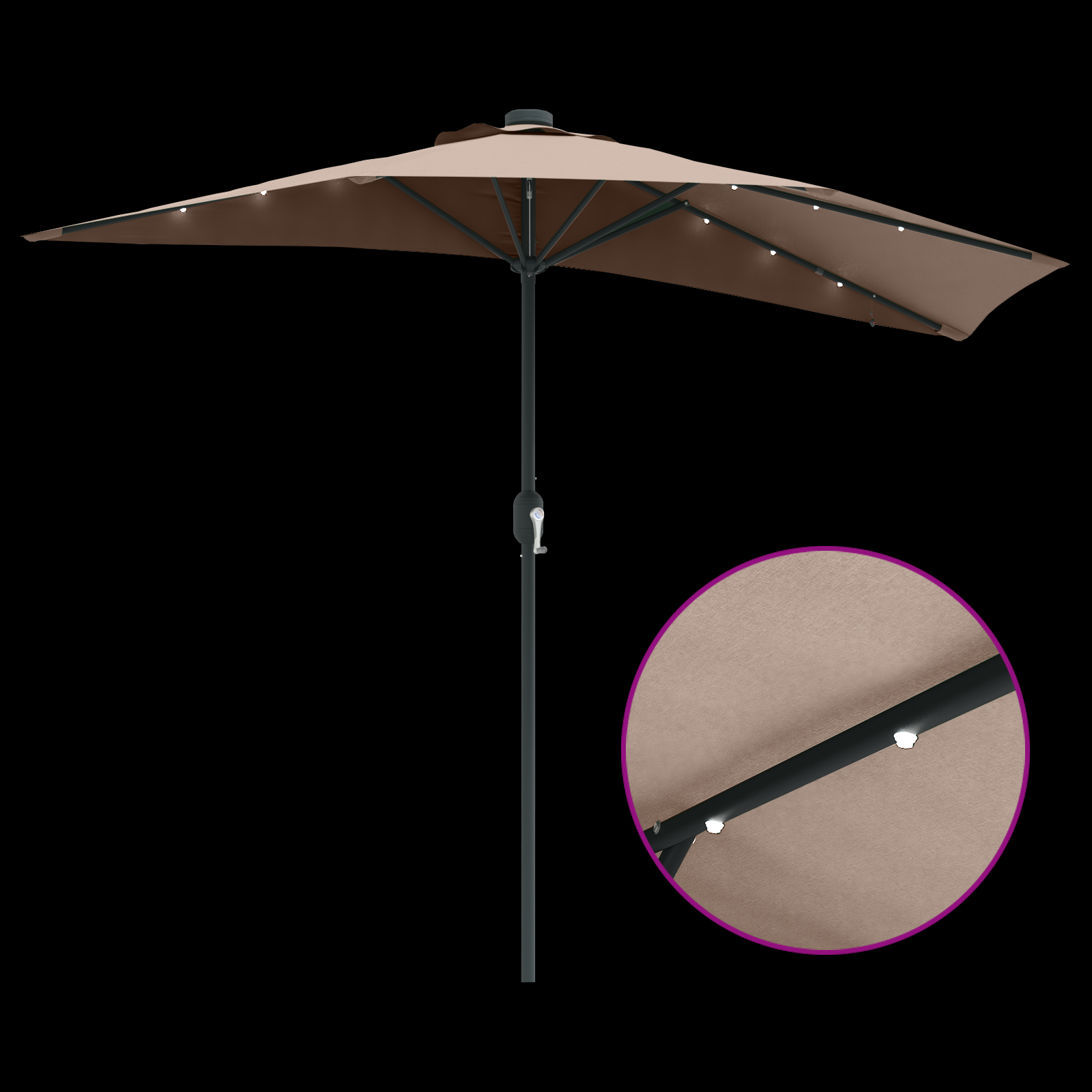 Hageparasol Gråbrun 294 x 150 x 223 cm stoff