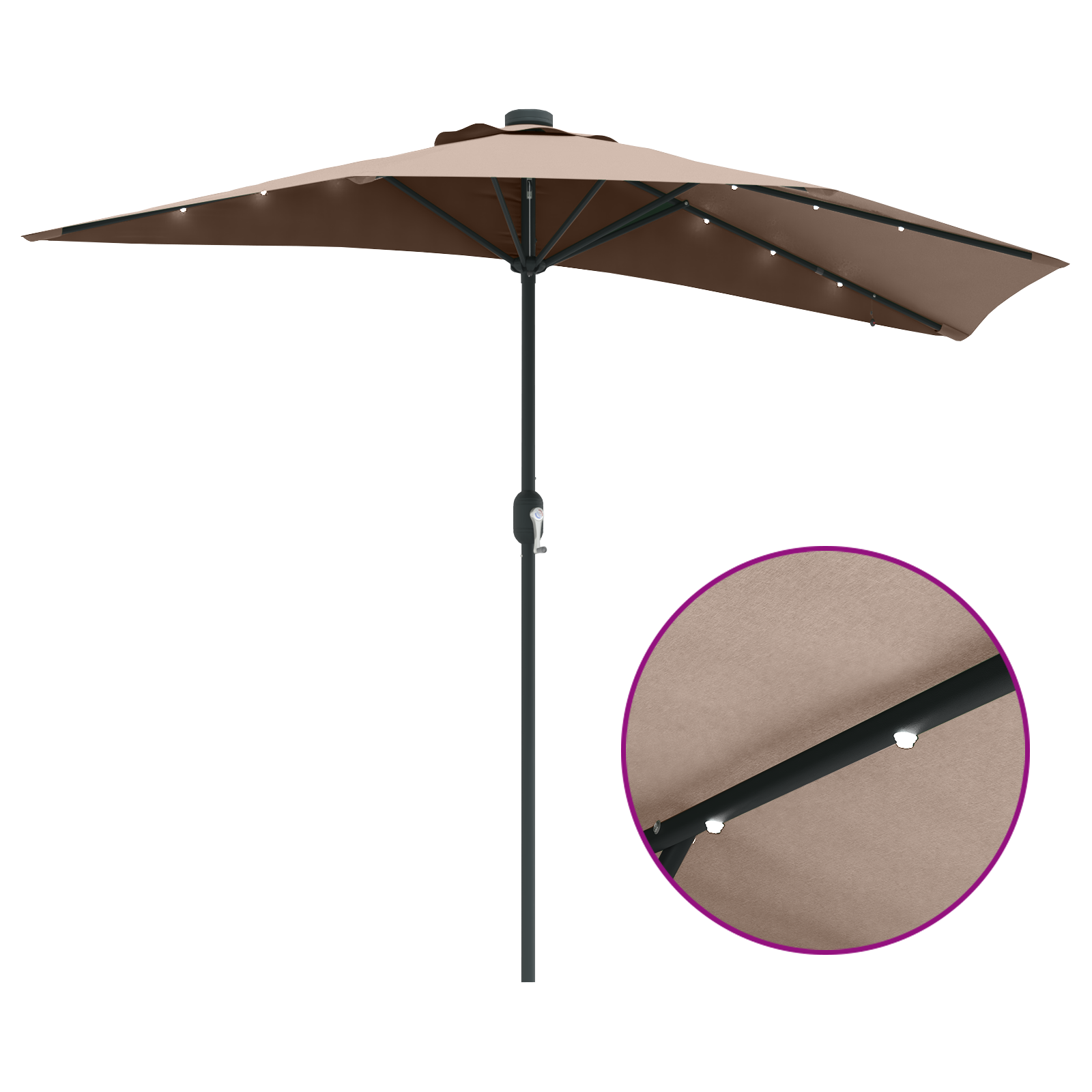 Hageparasol Gråbrun 294 x 150 x 223 cm stoff