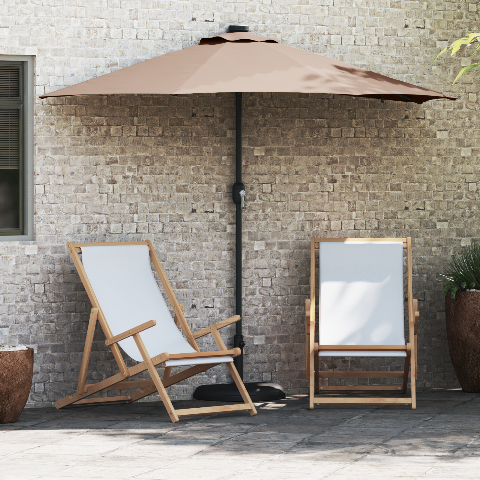 Hageparasol Gråbrun 294 x 150 x 223 cm stoff