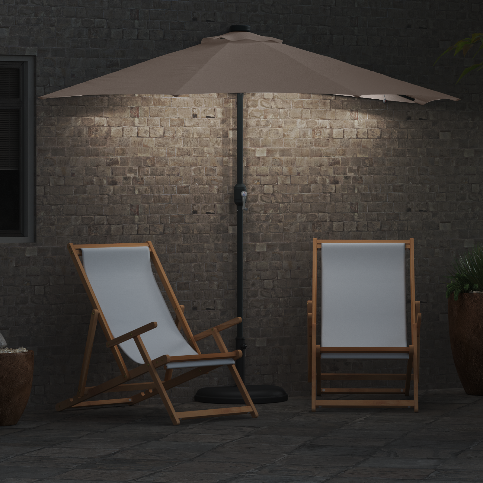 Hageparasol Gråbrun 294 x 150 x 223 cm stoff