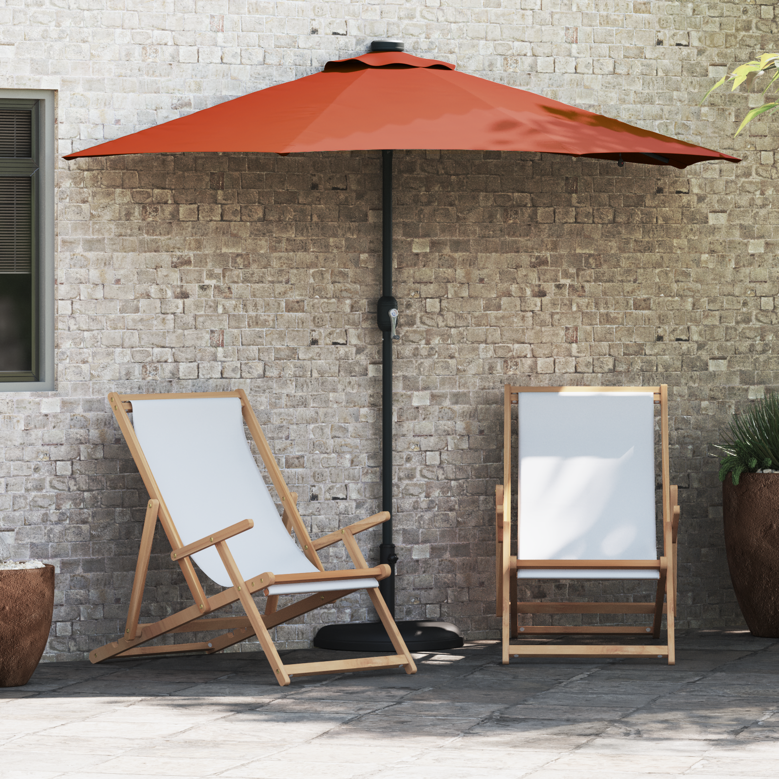 Hageparasol Terrakotta 294 x 150 x 223 cm stoff