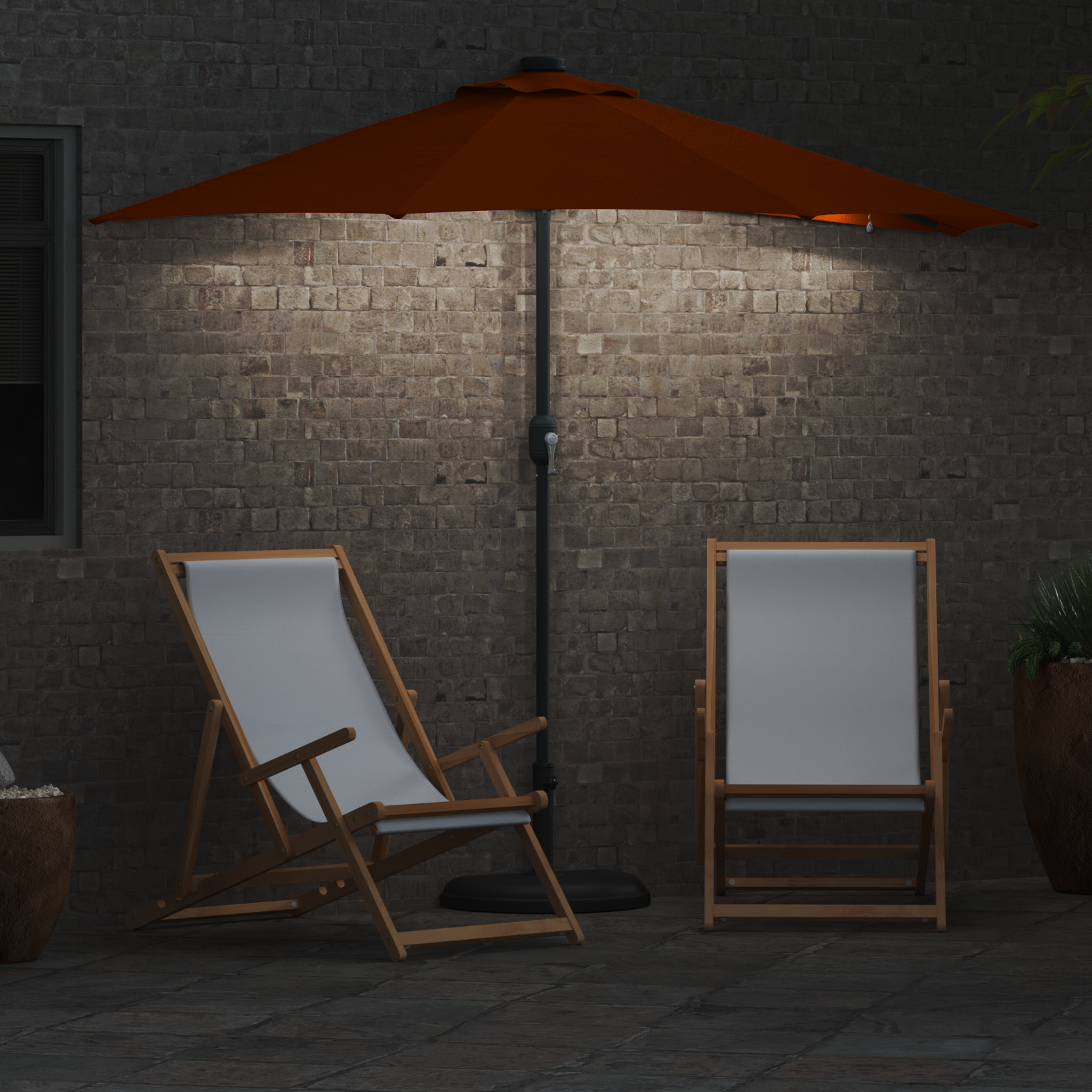 Hageparasol Terrakotta 294 x 150 x 223 cm stoff