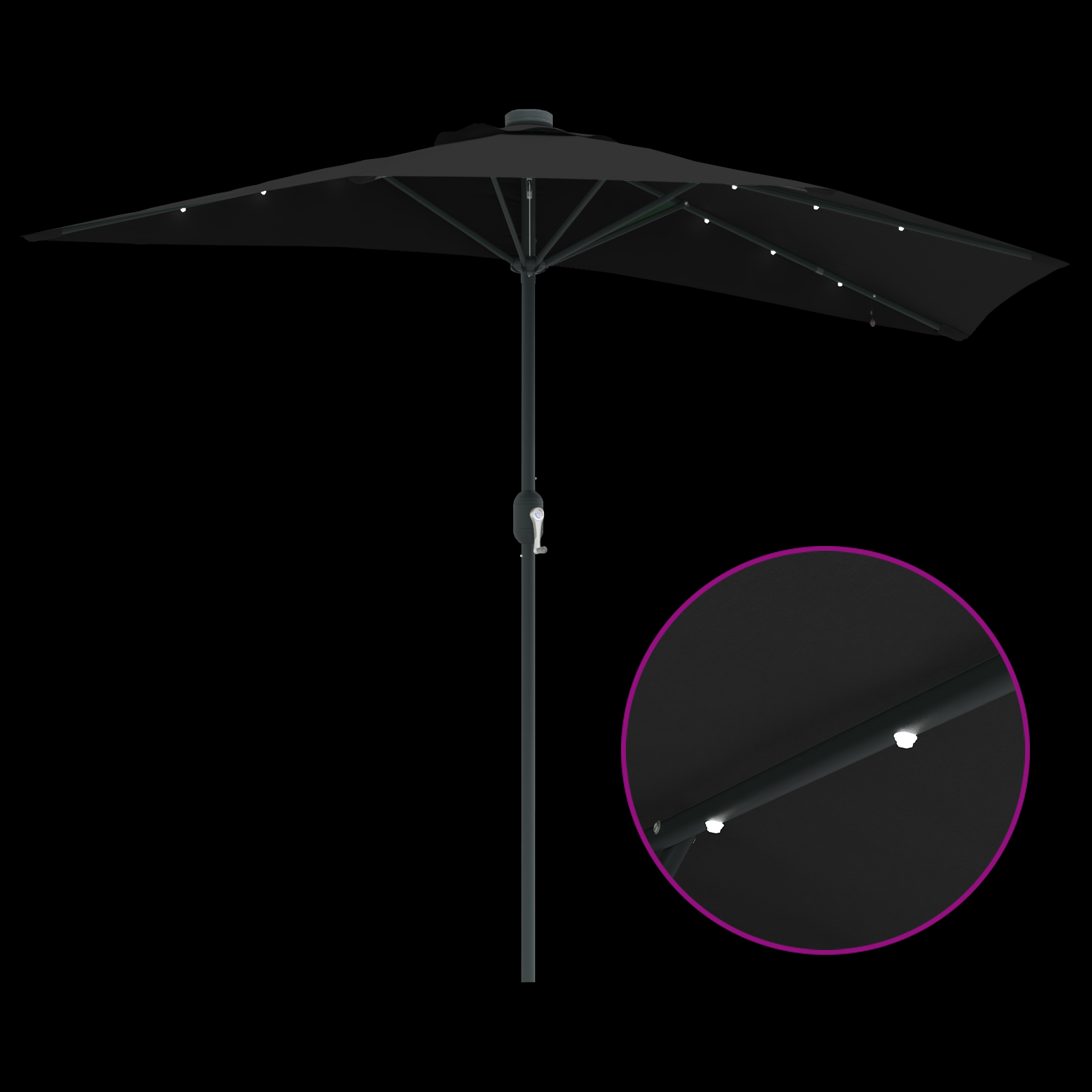 Hageparasol Svart 294 x 150 x 223 cm stoff
