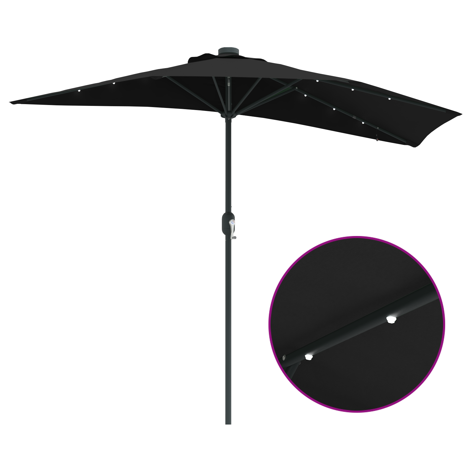 Hageparasol Svart 294 x 150 x 223 cm stoff