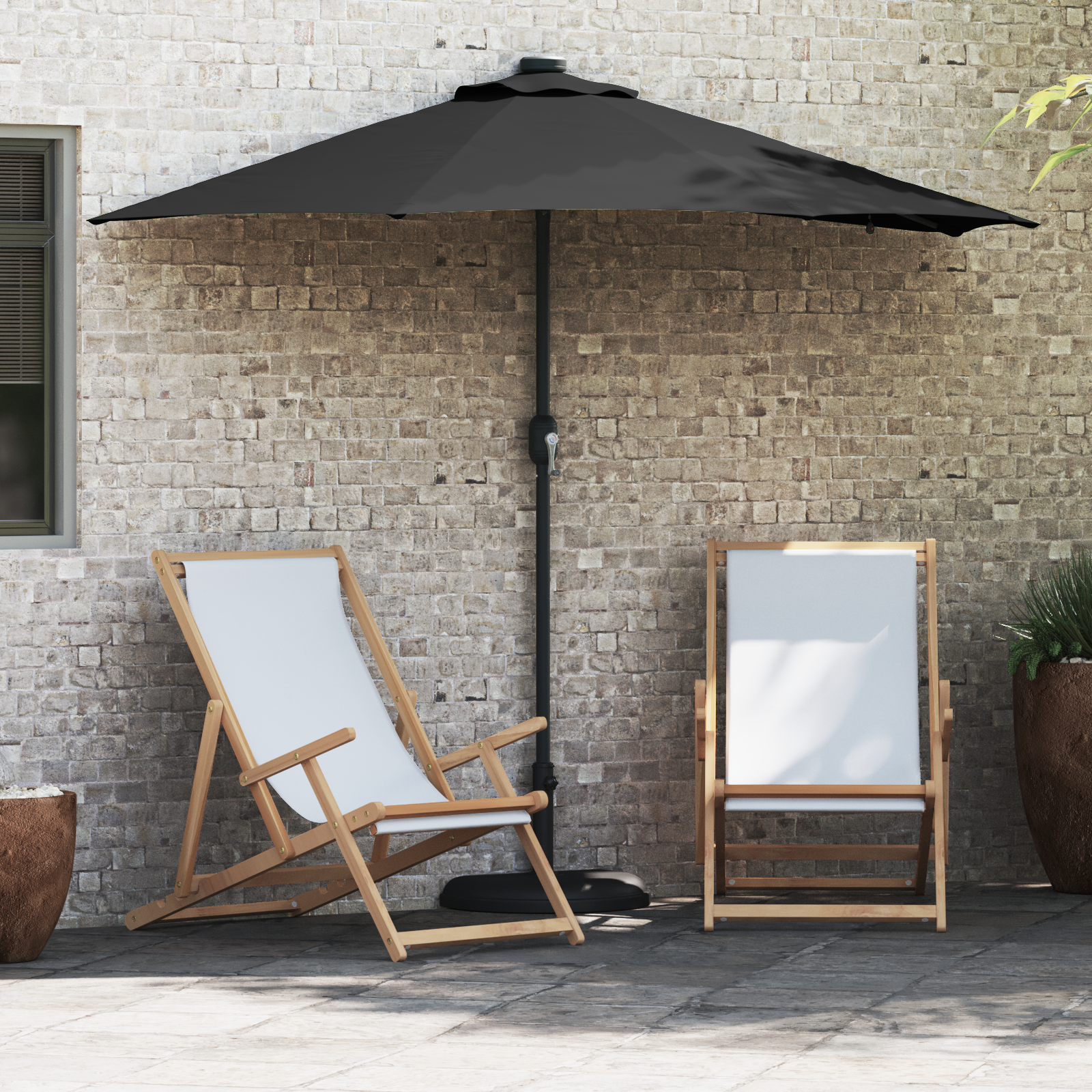 Hageparasol Svart 294 x 150 x 223 cm stoff