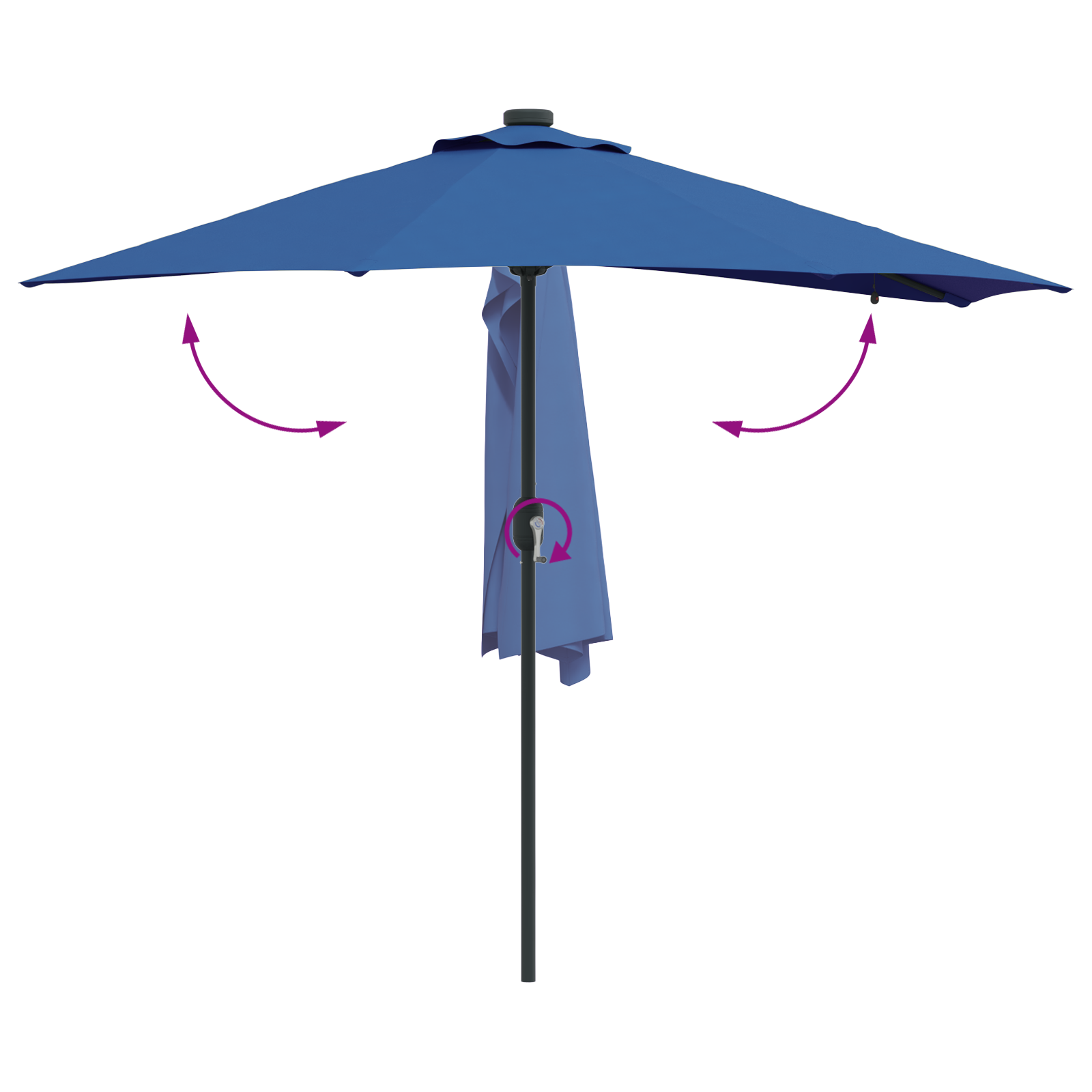 Hageparasol with LED Strip Lights Blå 294 x 150 x 223 cm stoff
