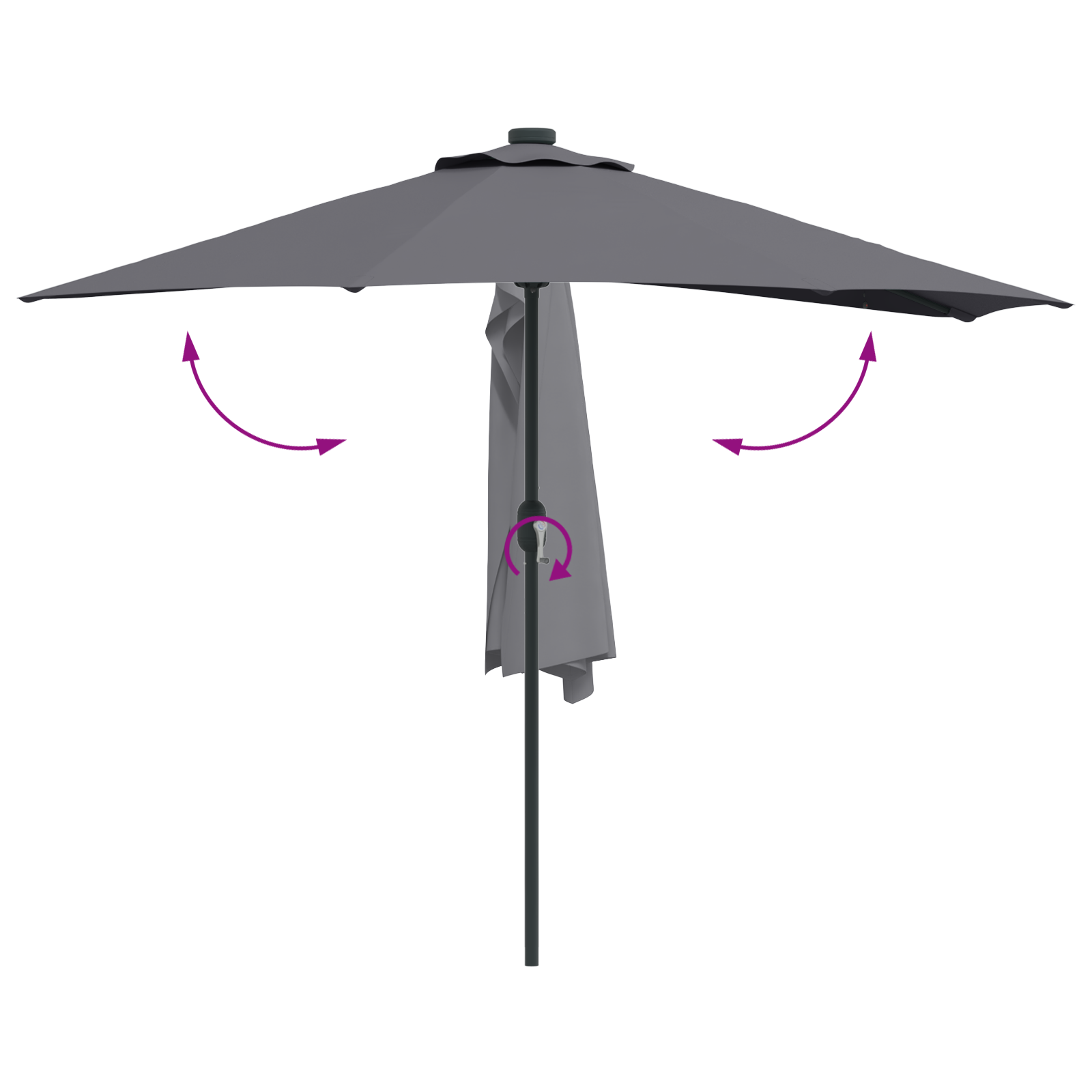 Hageparasol Antrasitt 294 x 150 x 224 cm stoff