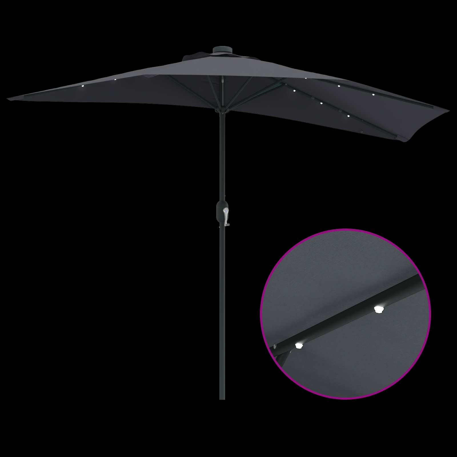 Hageparasol Antrasitt 294 x 150 x 224 cm stoff
