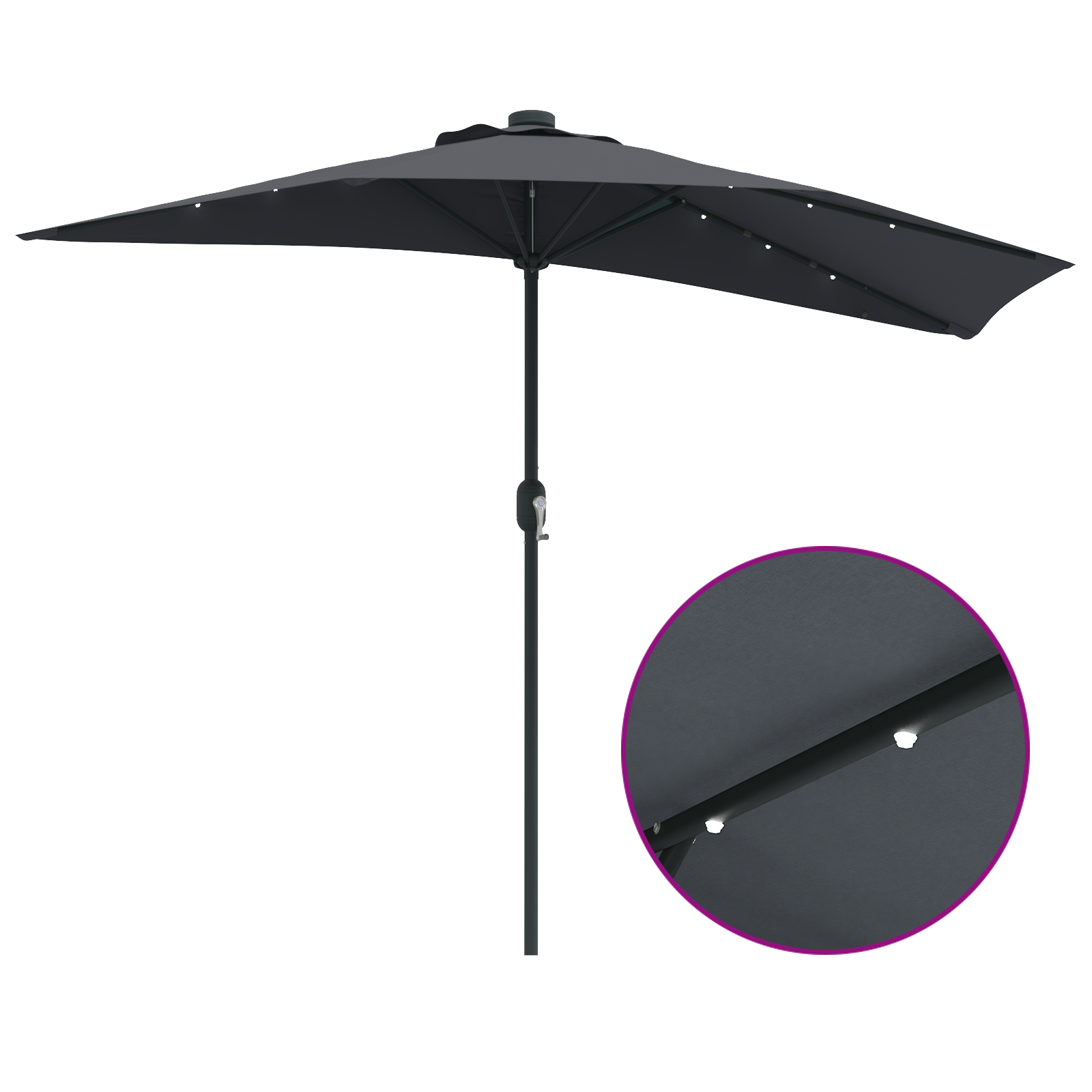 Hageparasol Antrasitt 294 x 150 x 224 cm stoff