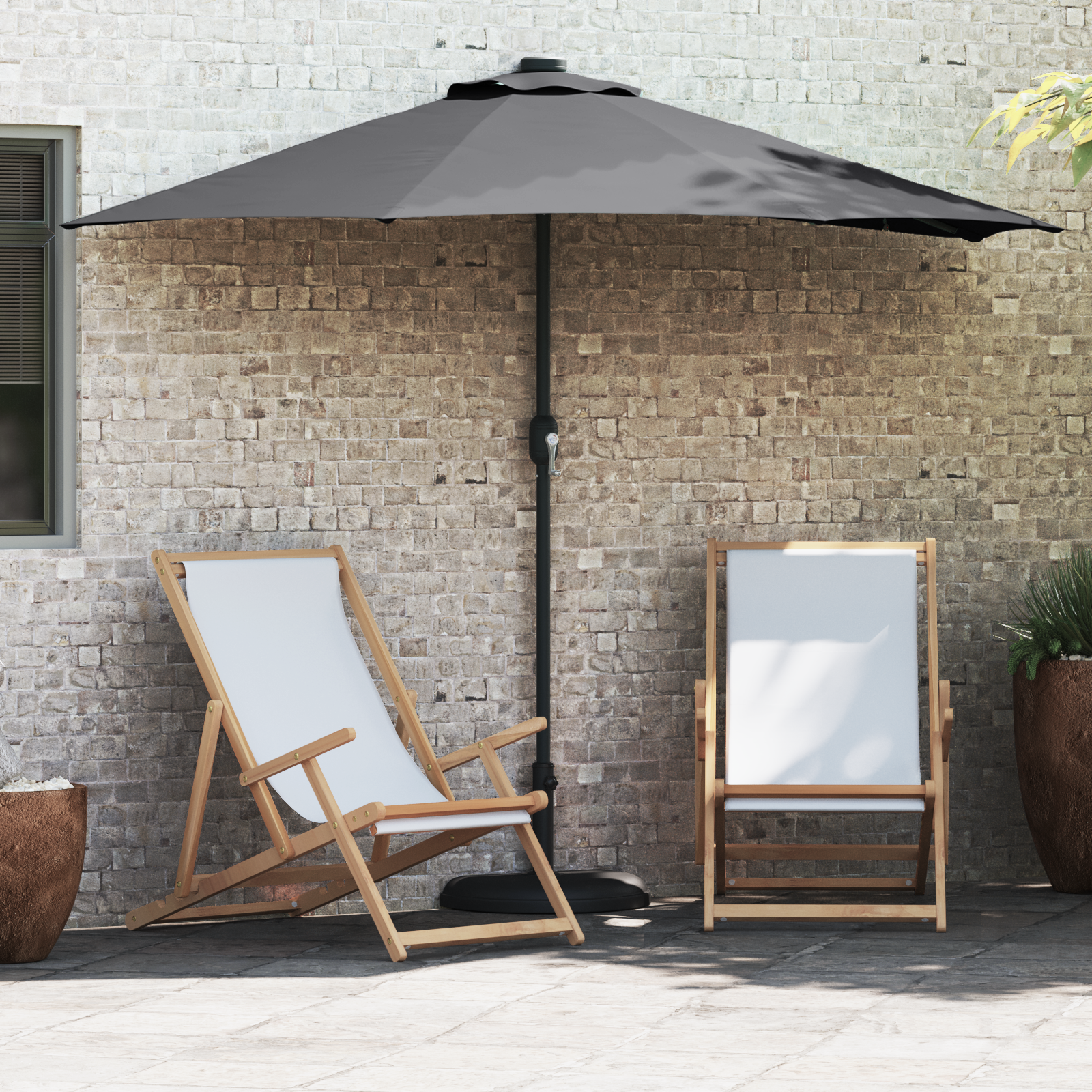 Hageparasol Antrasitt 294 x 150 x 224 cm stoff