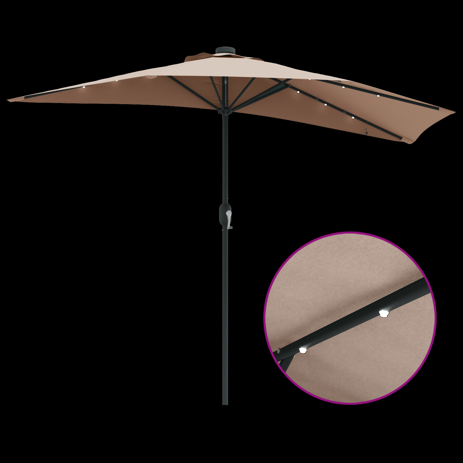 Hageparasol Gråbrun 294 x 150 x 224 cm stoff