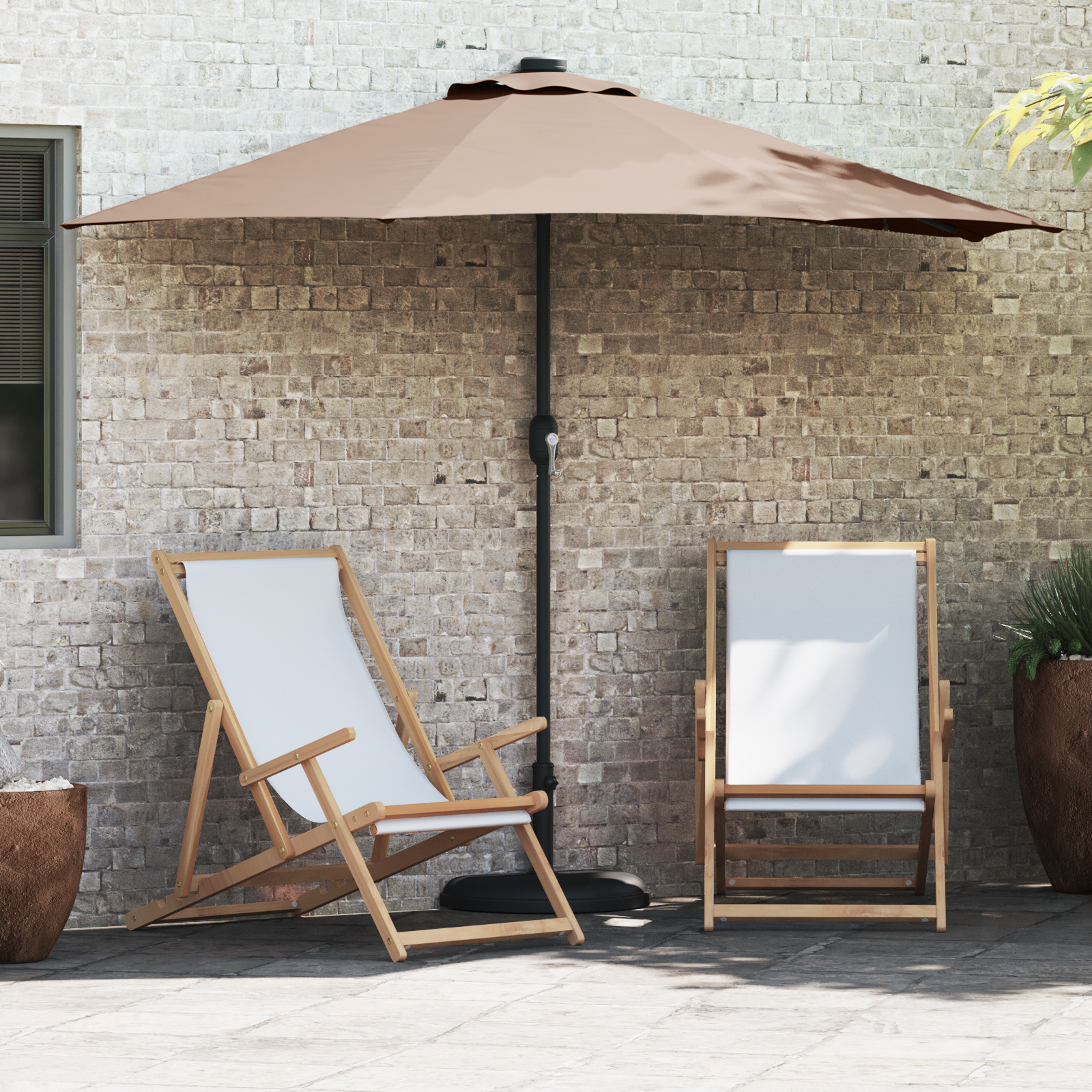 Hageparasol Gråbrun 294 x 150 x 224 cm stoff