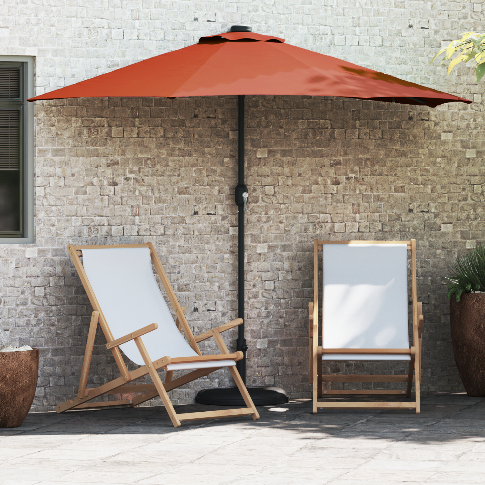 Hageparasol Terrakotta 294 x 150 x 224 cm stoff