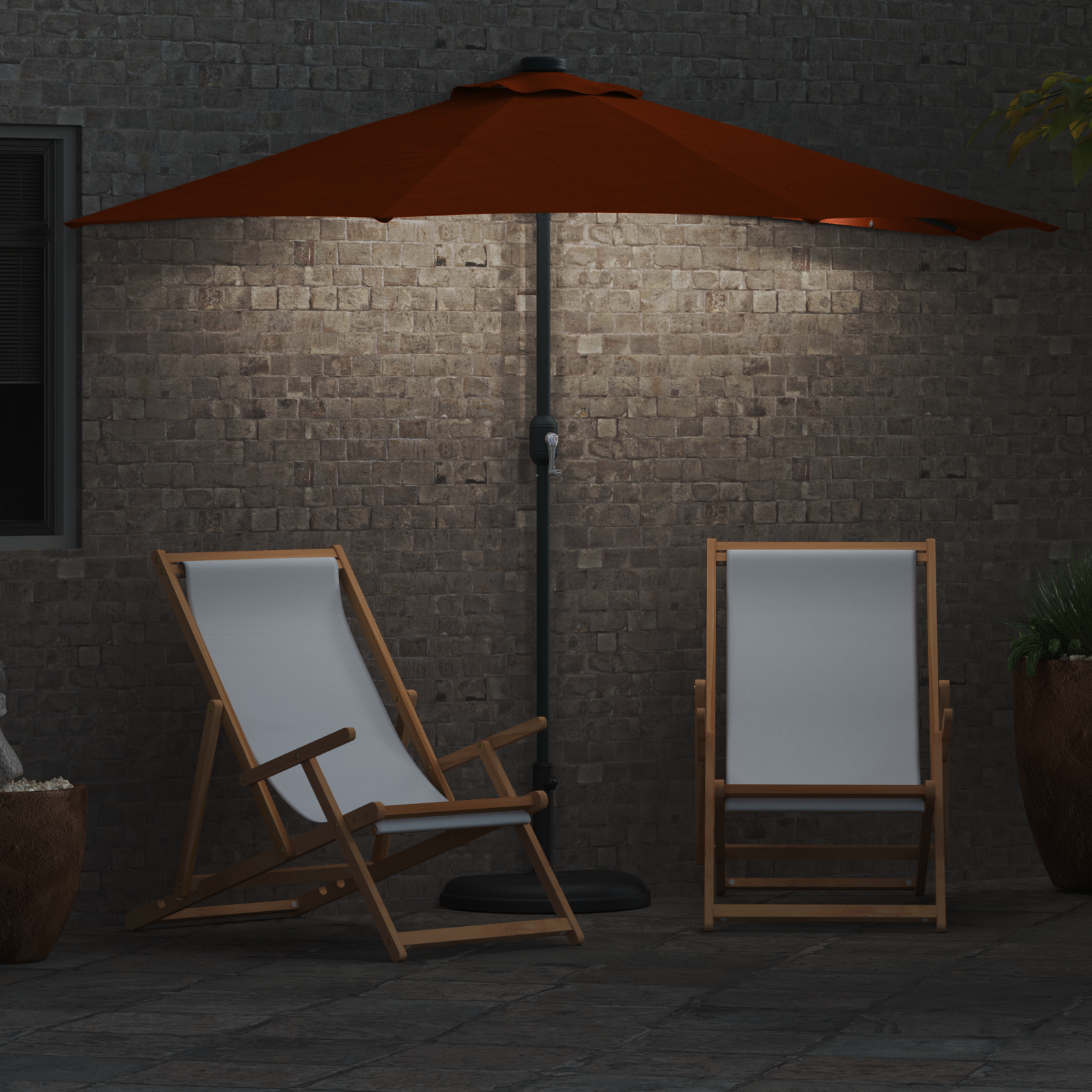 Hageparasol Terrakotta 294 x 150 x 224 cm stoff