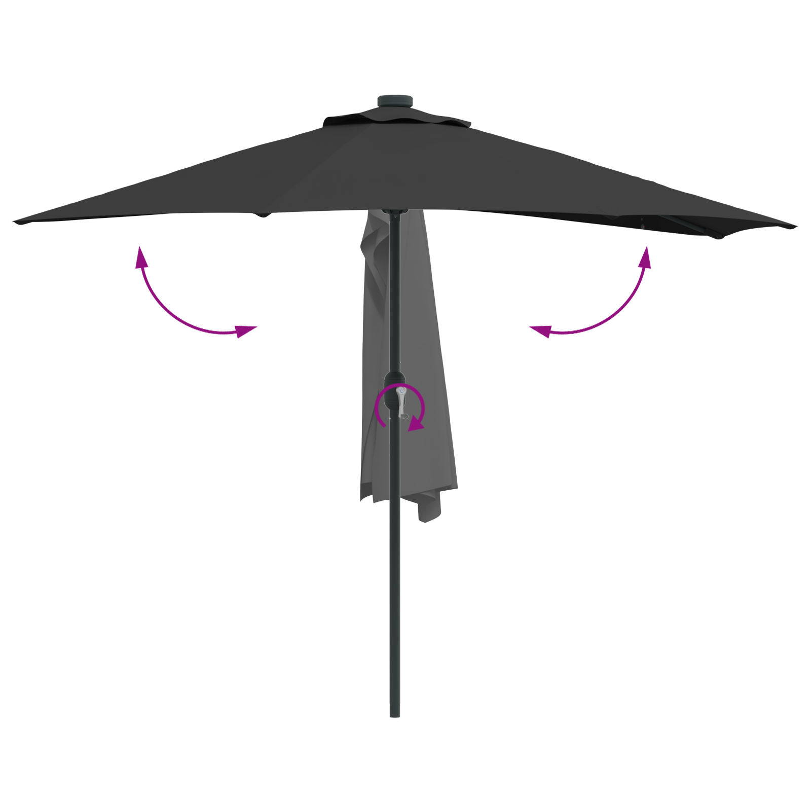Hageparasol Svart 294 x 150 x 224 cm stoff