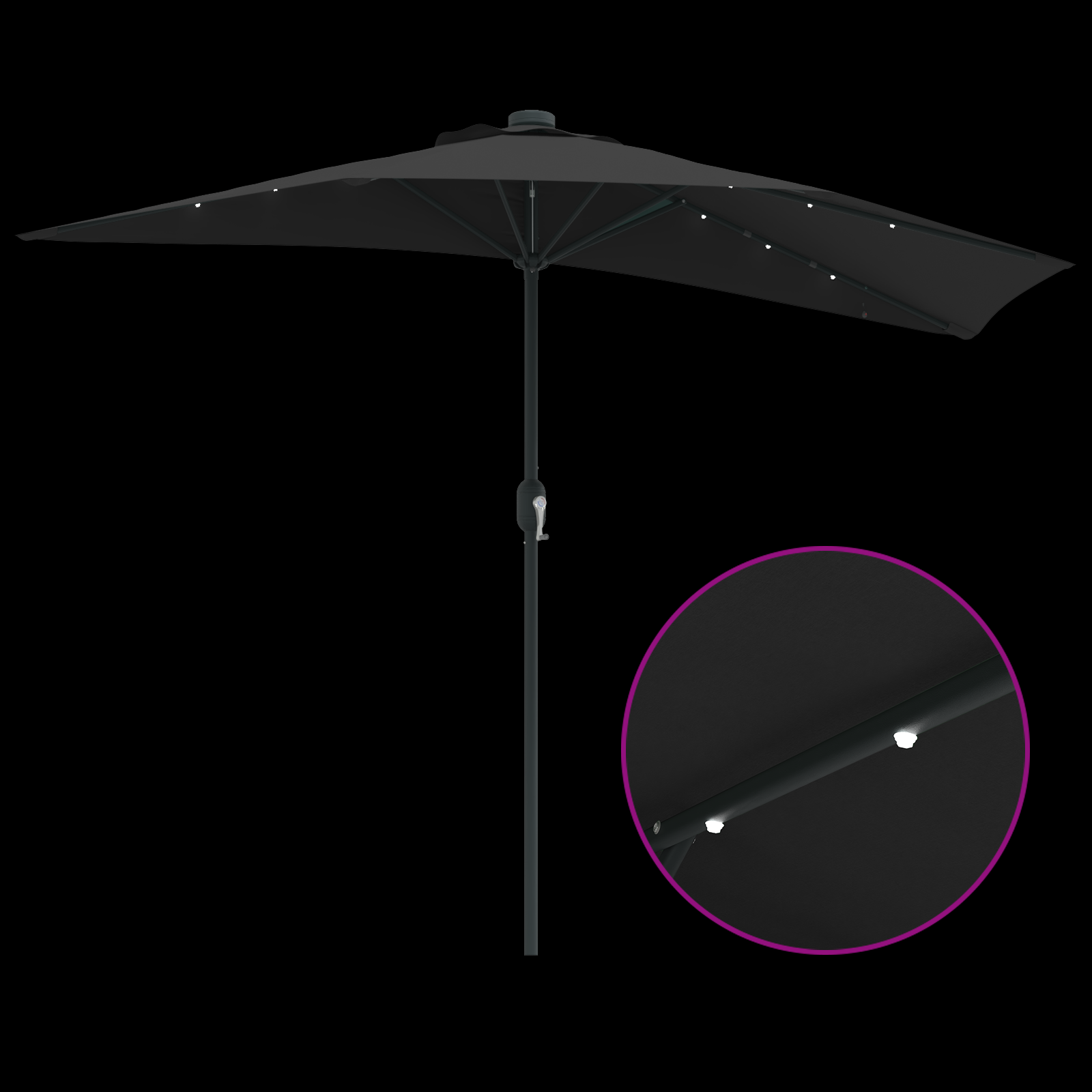 Hageparasol Svart 294 x 150 x 224 cm stoff