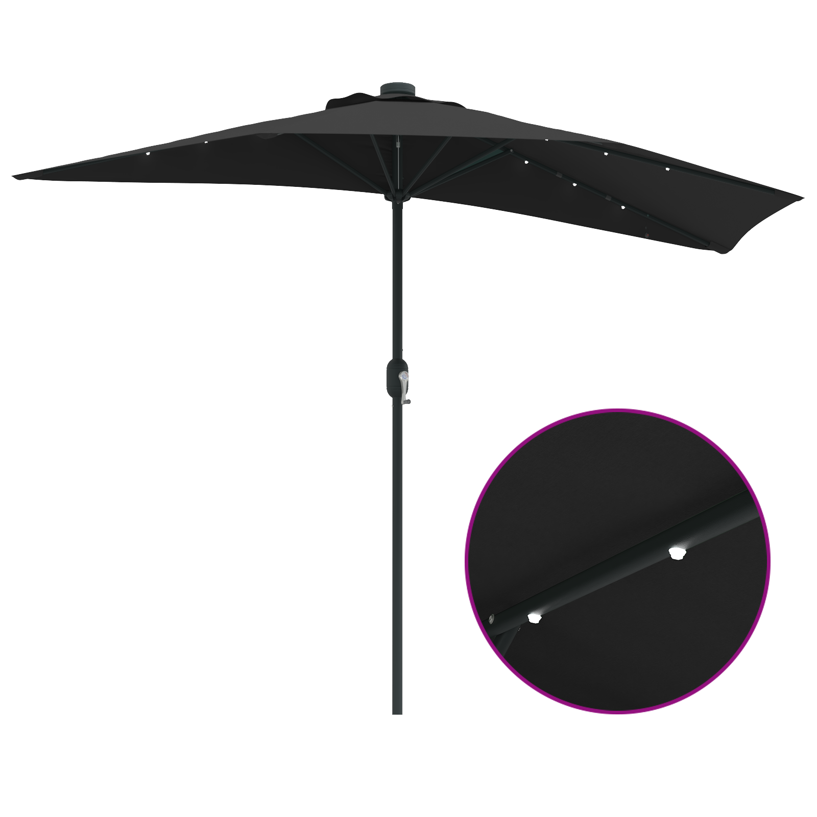 Hageparasol Svart 294 x 150 x 224 cm stoff