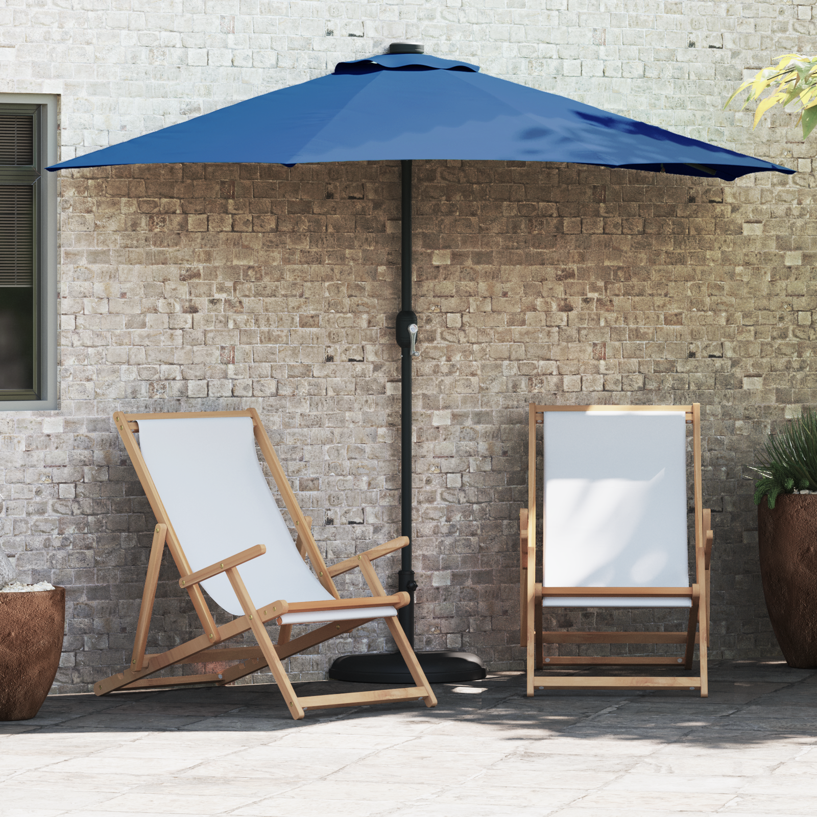 Hageparasol Azurblå 294 x 150 x 224 cm stoff