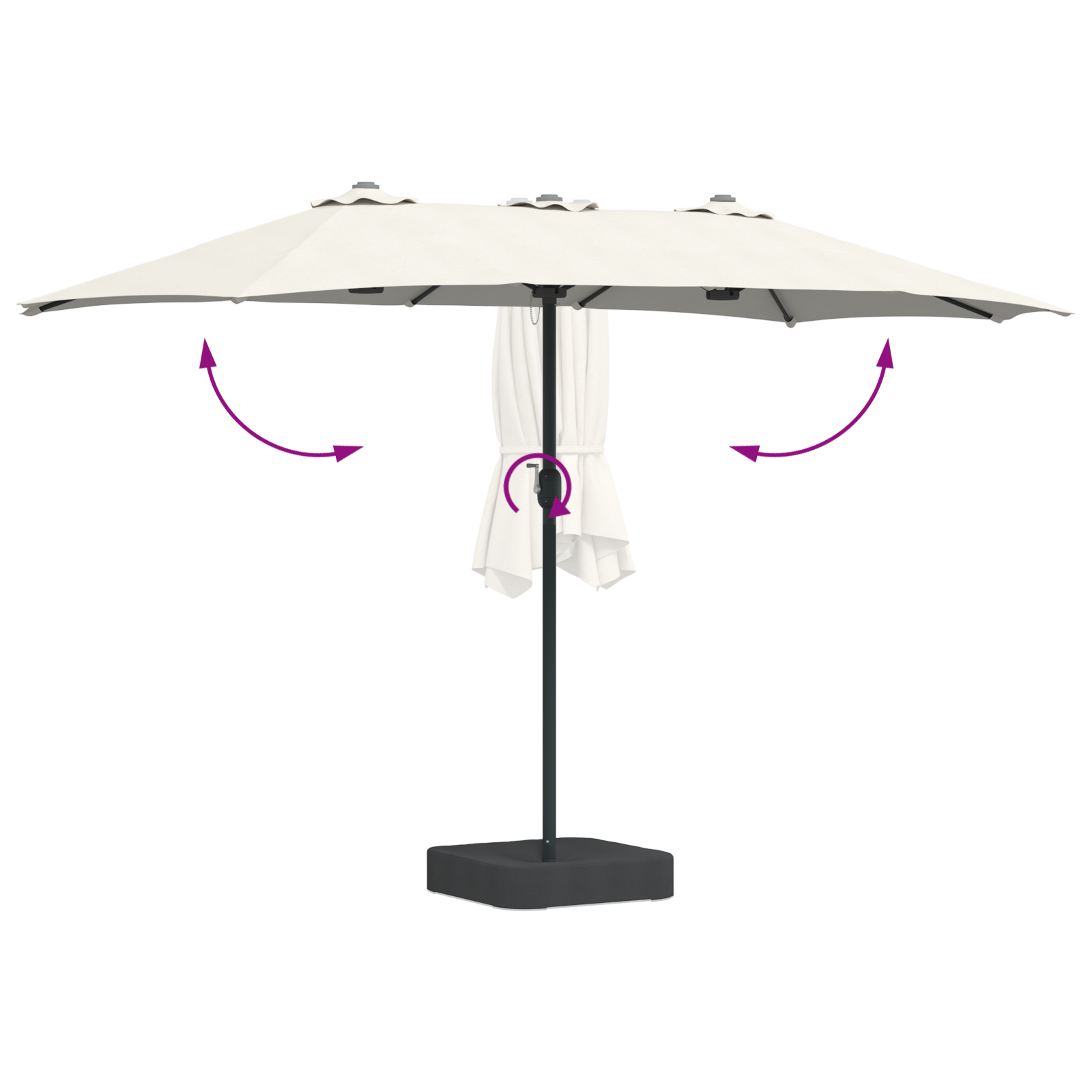 Hageparasol sand 385 x 209 x 244 cm stoff