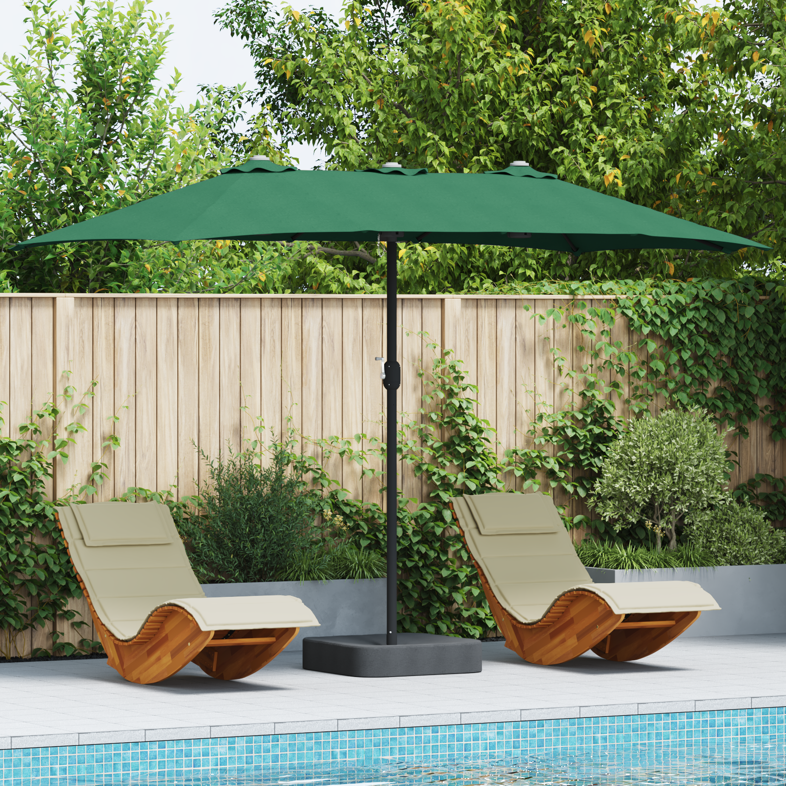 Hageparasol grønn 385 x 209 x 244 cm stoff