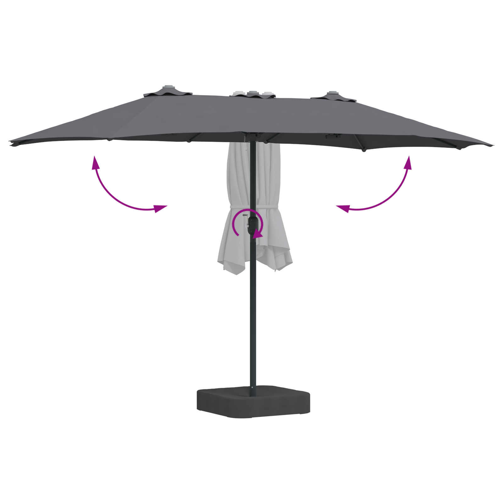 Hageparasol Antrasitt 385 x 209 x 244 cm stoff
