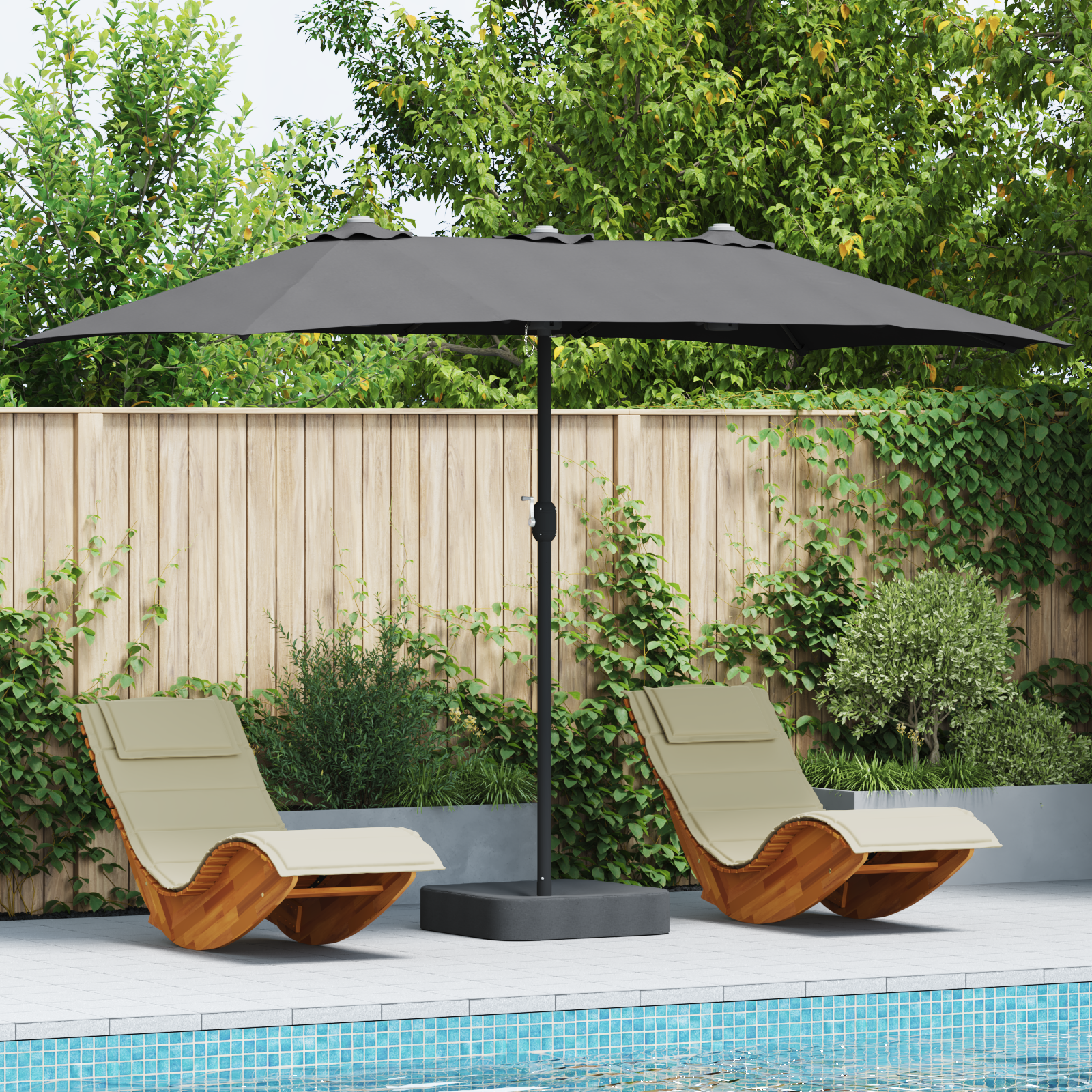 Hageparasol Antrasitt 385 x 209 x 244 cm stoff