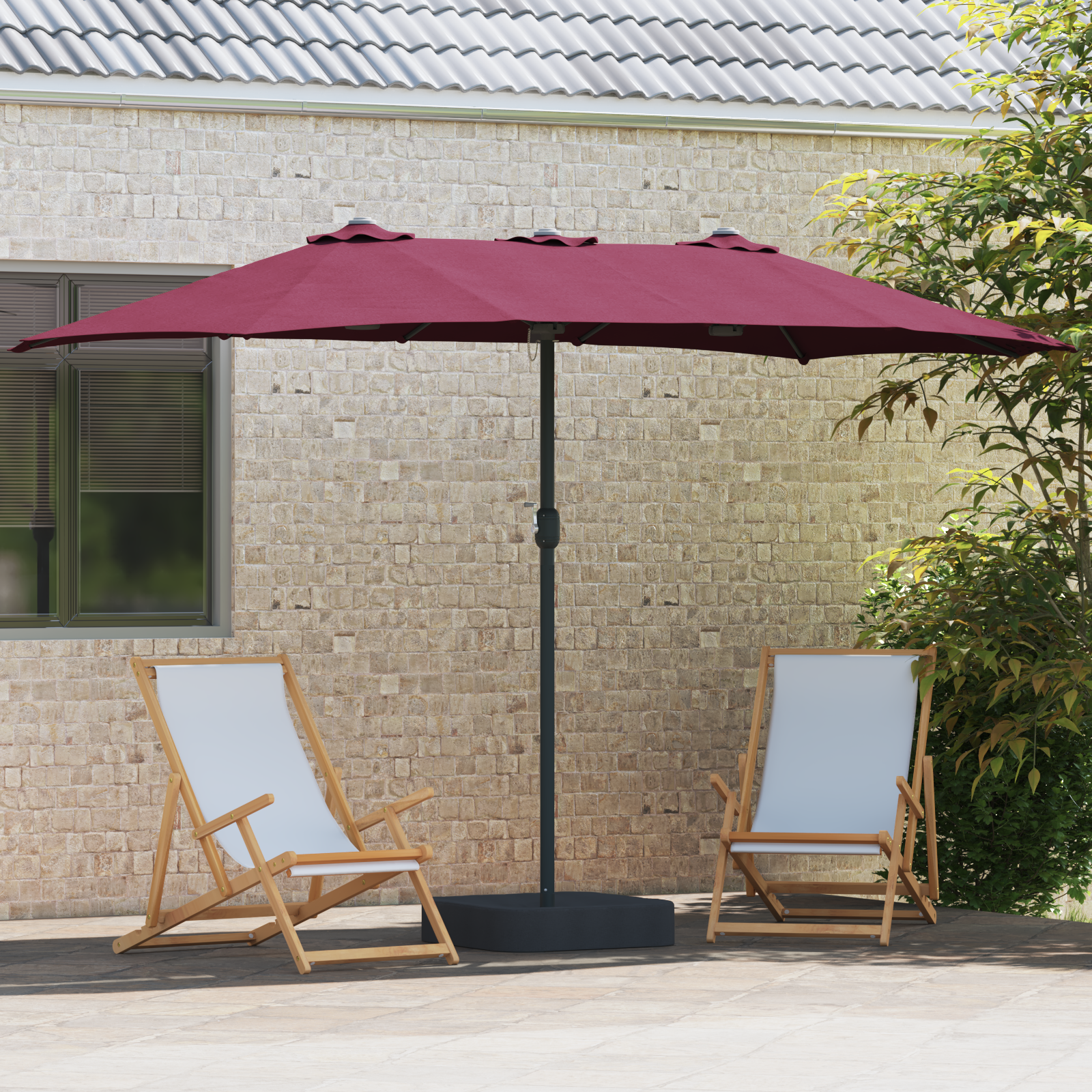 Hageparasol Vinrød 385 x 209 x 244 cm stoff