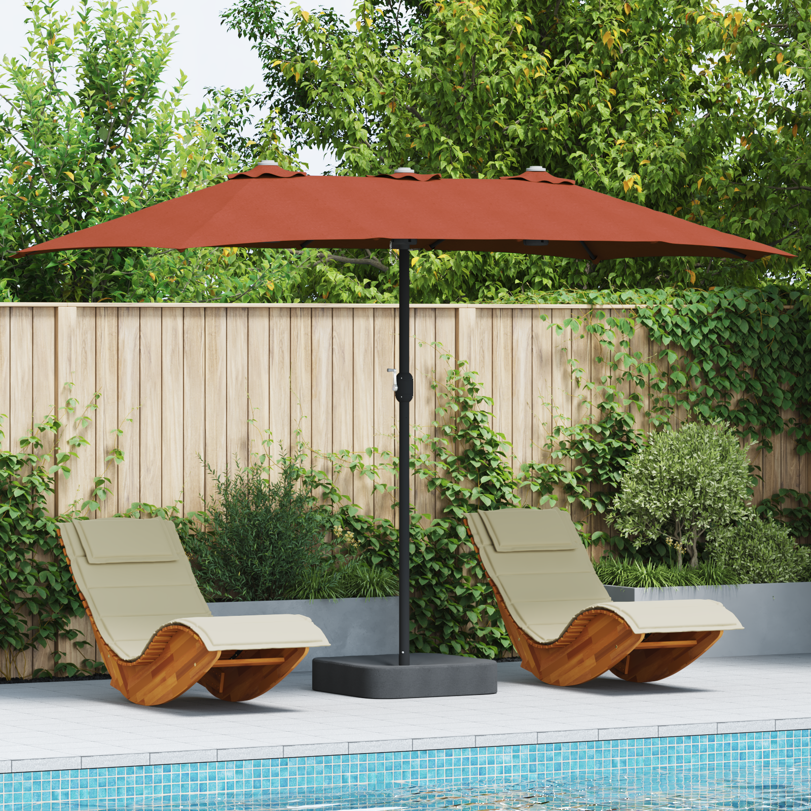 Hageparasol Terrakotta 385 x 209 x 244 cm stoff