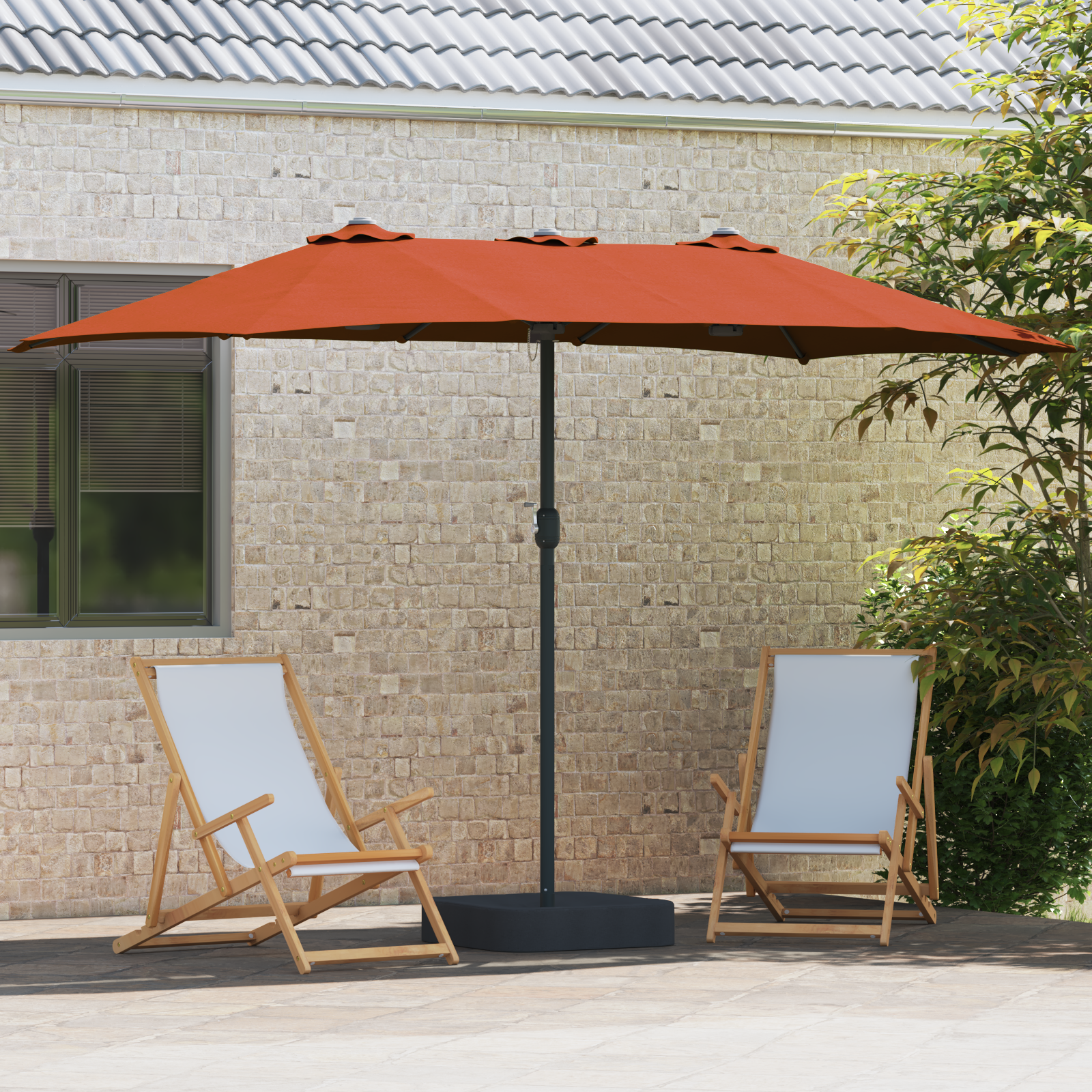 Hageparasol Terrakotta 385 x 209 x 244 cm stoff
