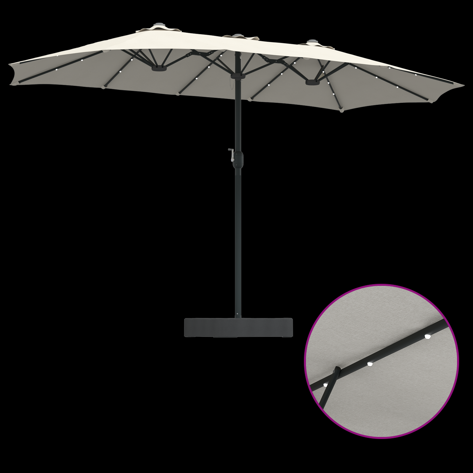Hageparasol sand 385 x 209 x 244 cm stoff