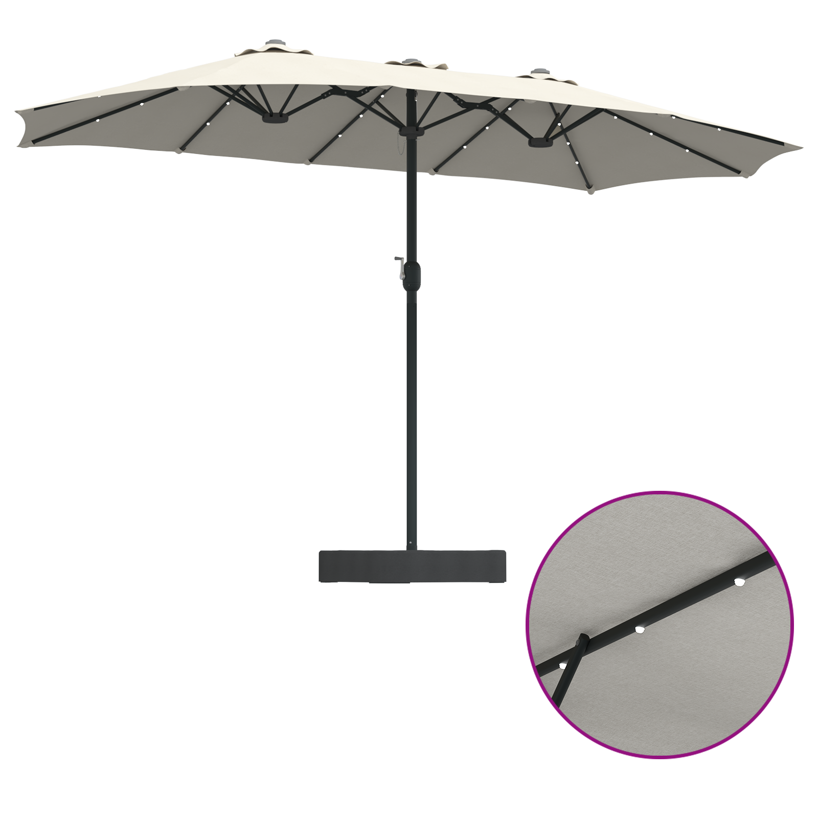 Hageparasol sand 385 x 209 x 244 cm stoff