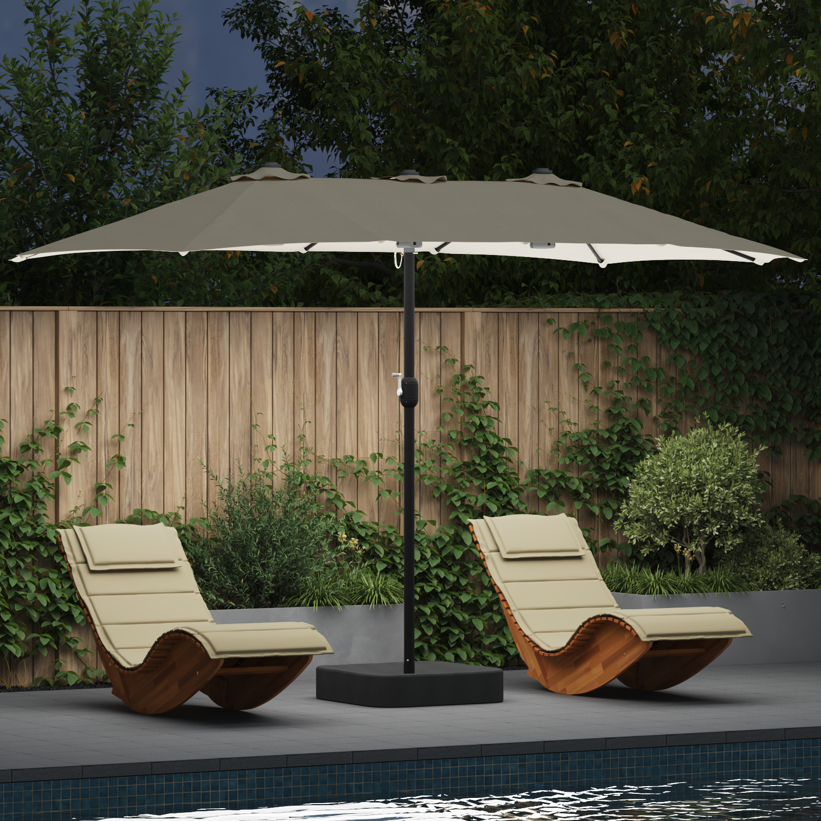 Hageparasol sand 385 x 209 x 244 cm stoff