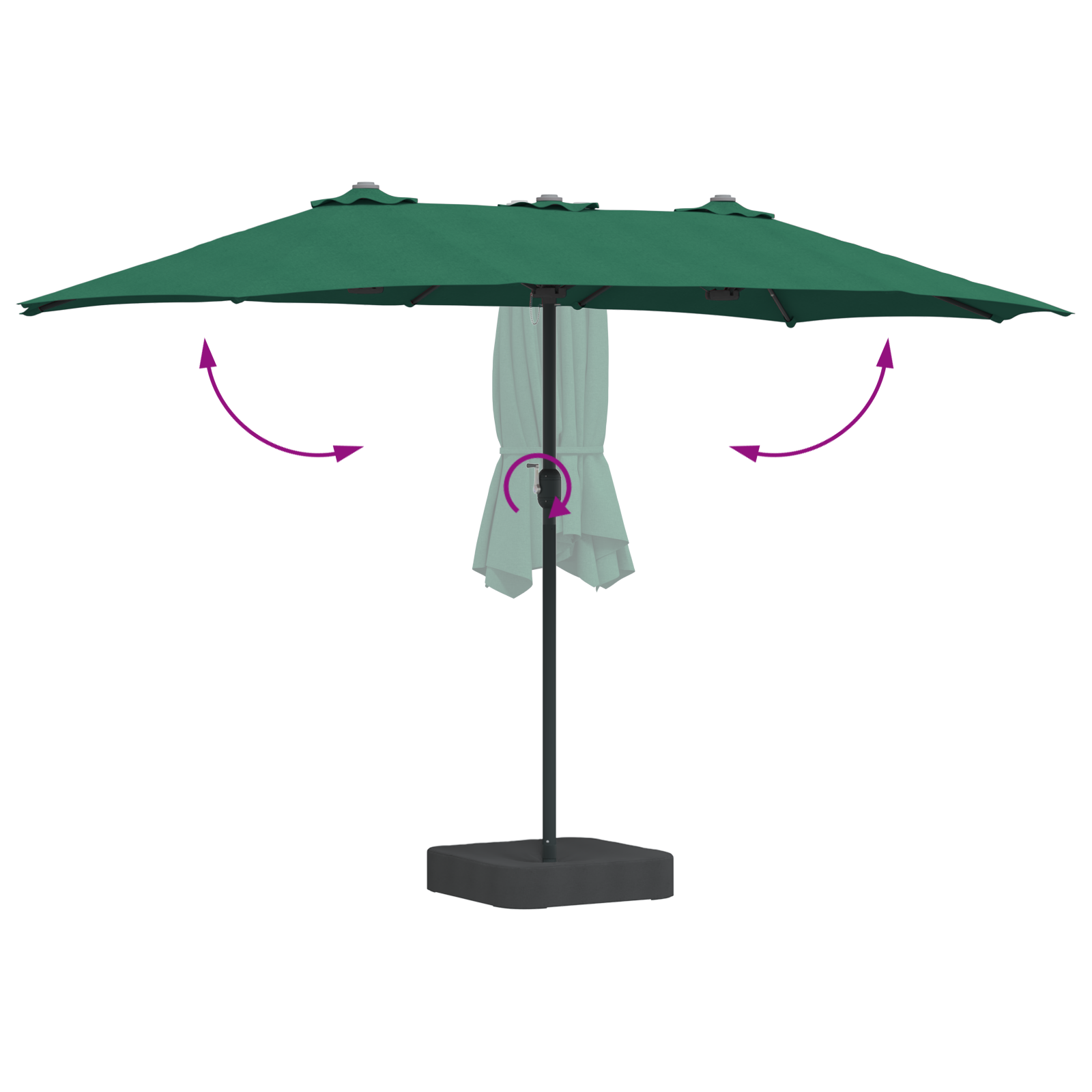 Hageparasol grønn 385 x 209 x 244 cm stoff