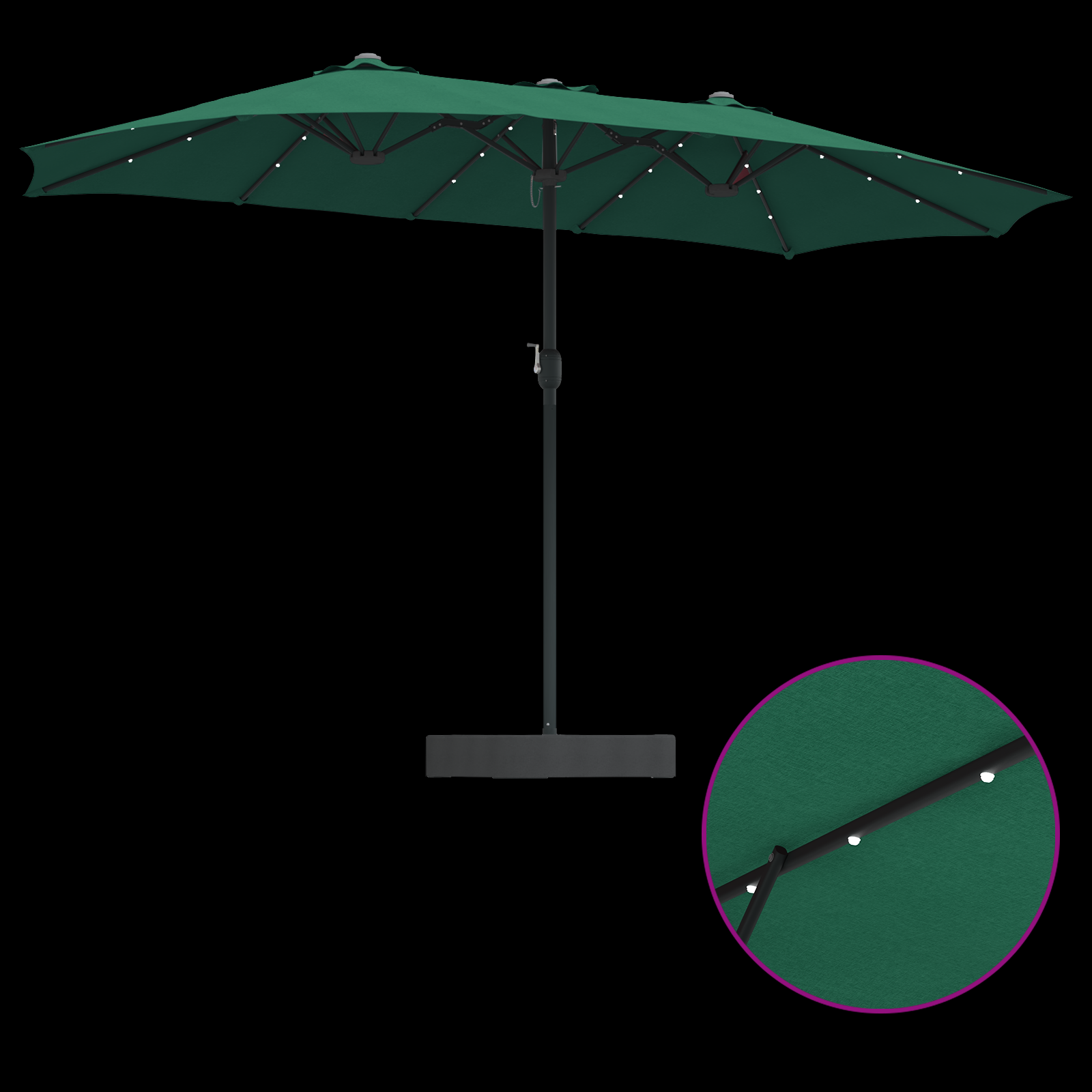 Hageparasol grønn 385 x 209 x 244 cm stoff