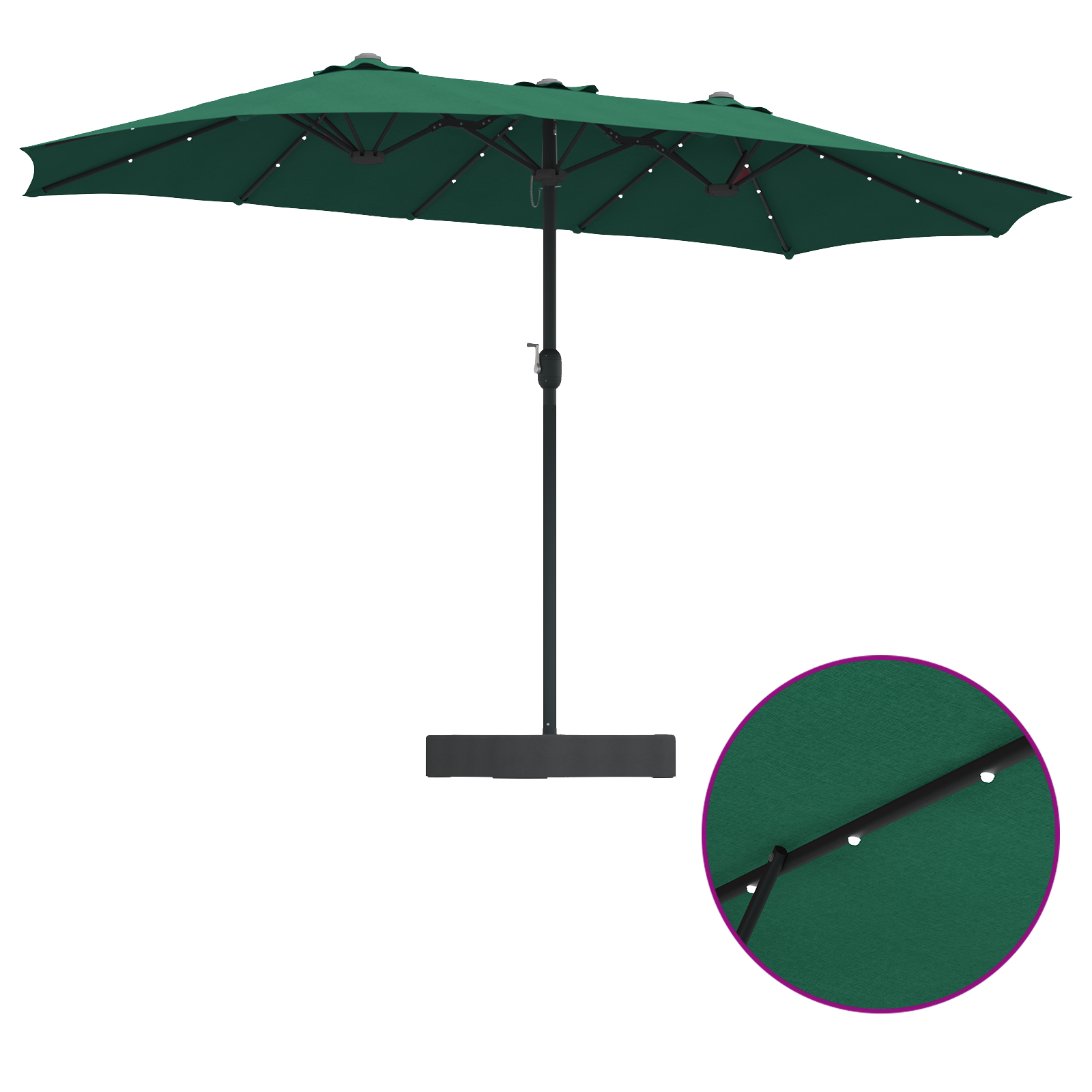 Hageparasol grønn 385 x 209 x 244 cm stoff