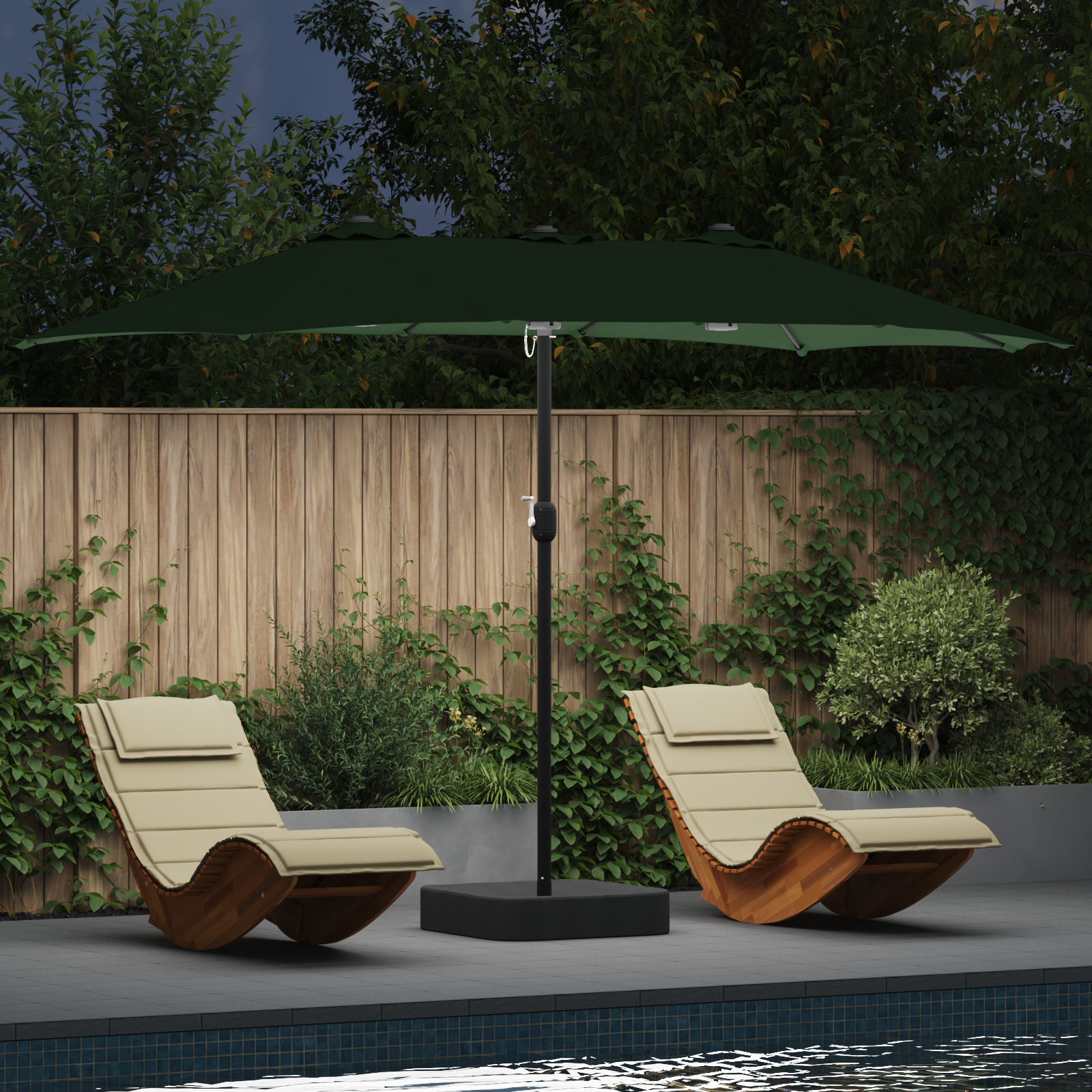 Hageparasol grønn 385 x 209 x 244 cm stoff