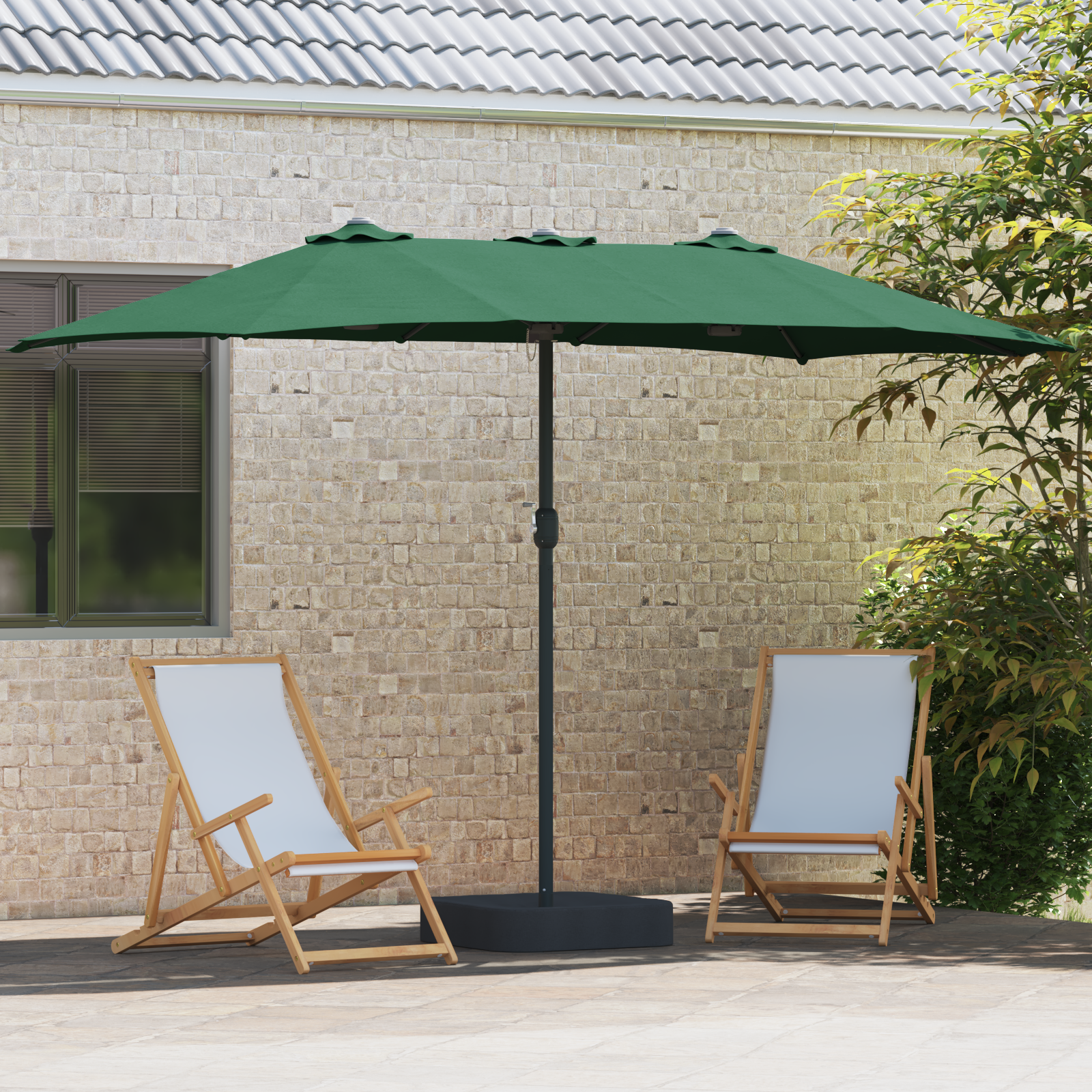 Hageparasol grønn 385 x 209 x 244 cm stoff