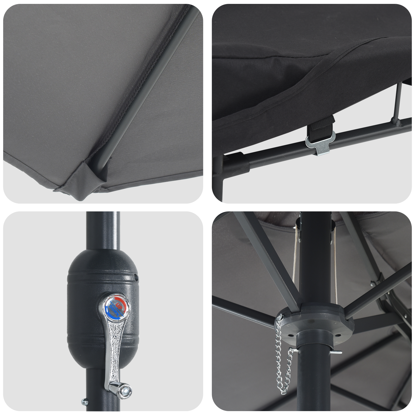 Hageparasol Antrasitt 385 x 209 x 244 cm stoff