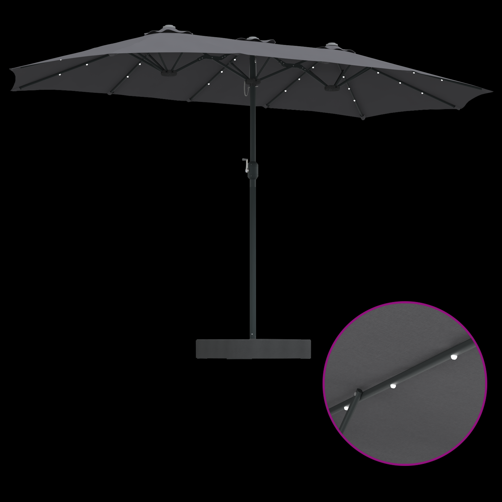 Hageparasol Antrasitt 385 x 209 x 244 cm stoff