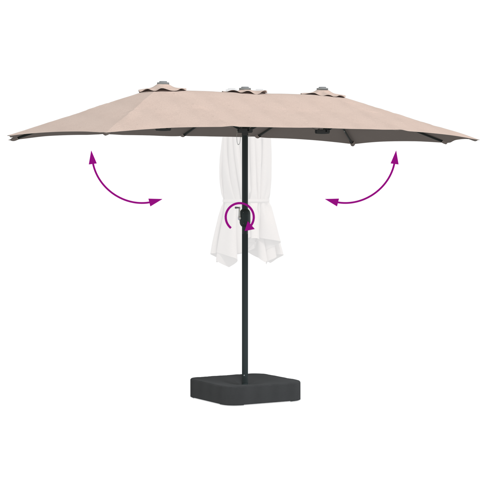 Hageparasol Gråbrun 385 x 209 x 244 cm stoff