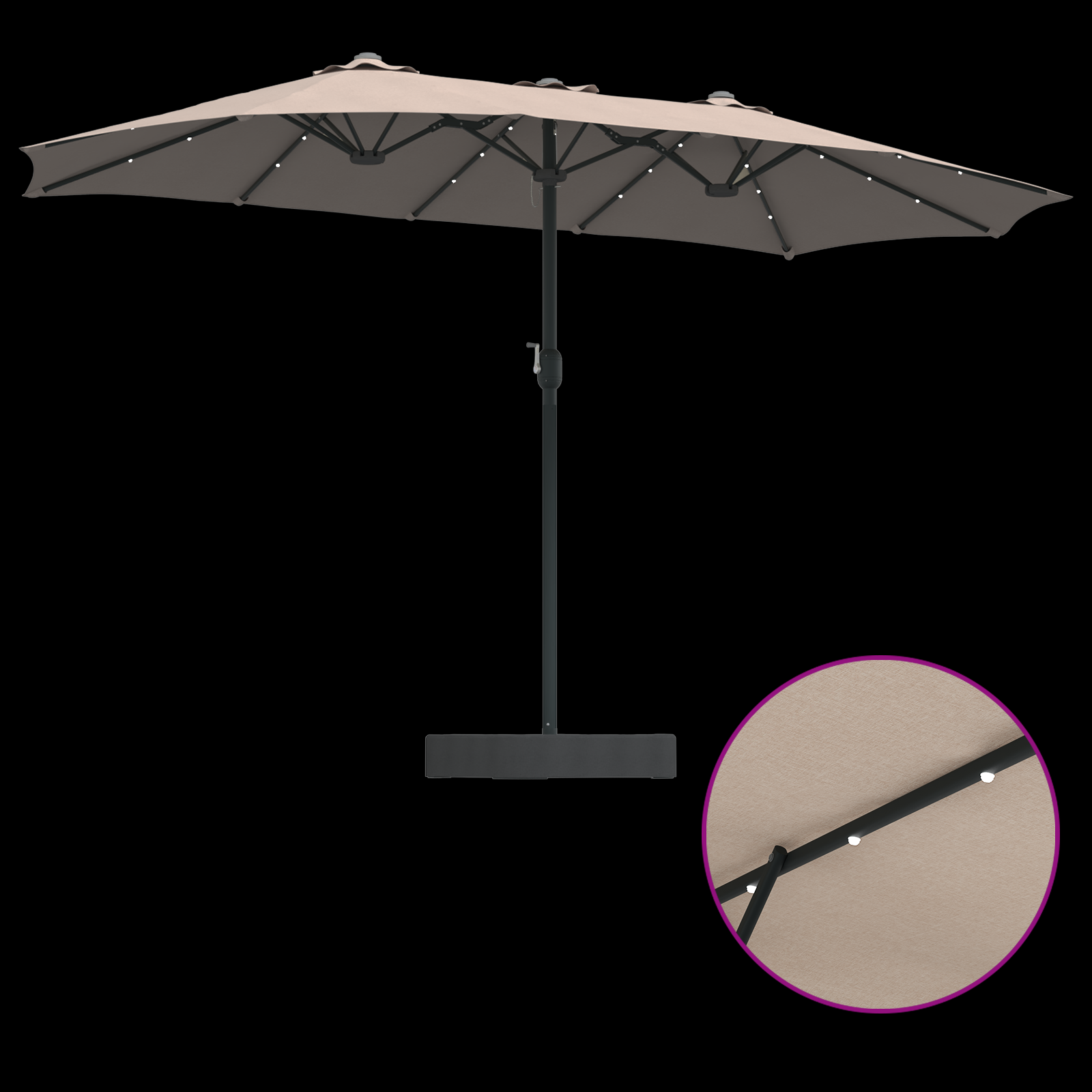 Hageparasol Gråbrun 385 x 209 x 244 cm stoff